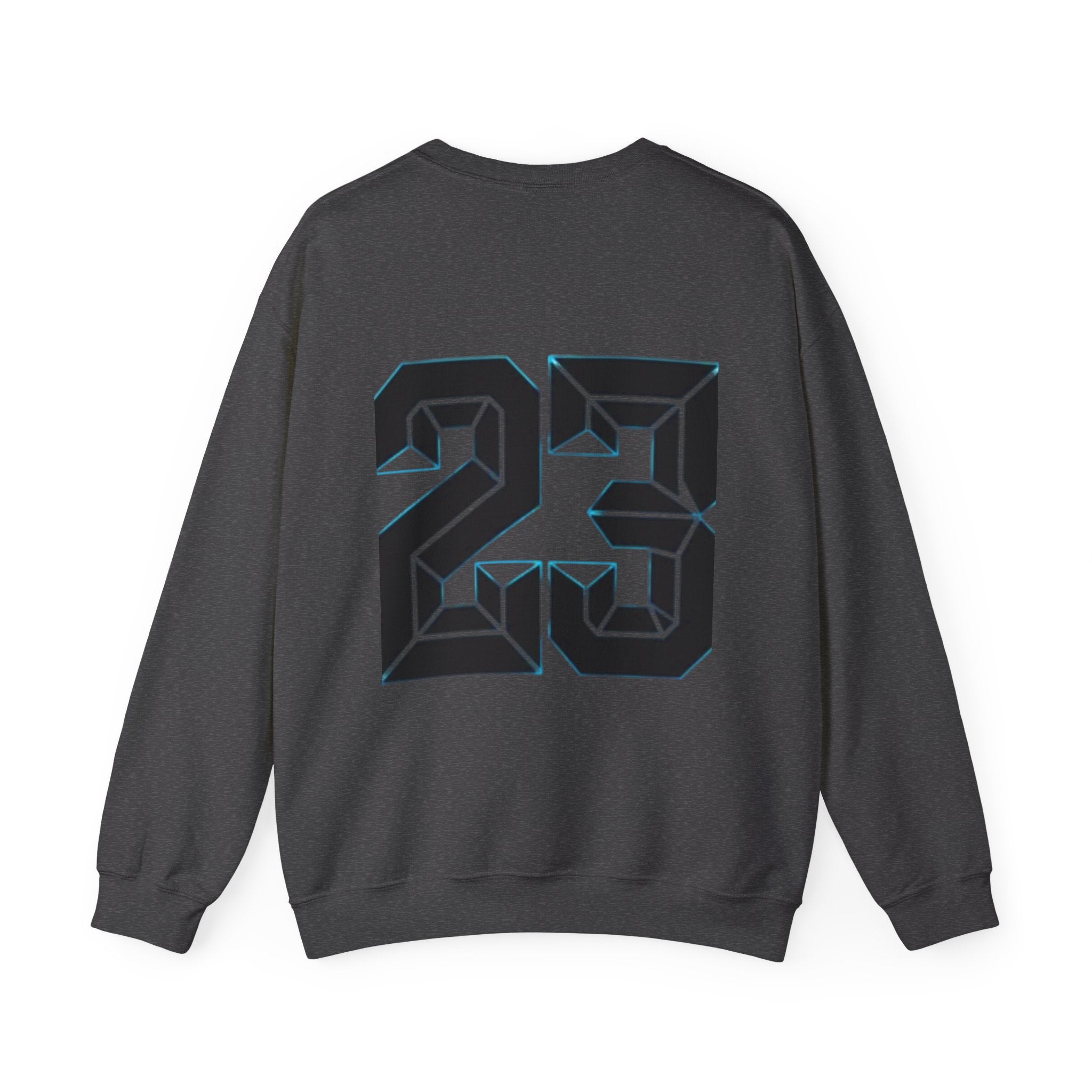 White Crewneck Sweatshirt with Geometric '23 Back Number — Athletic Vintage Style