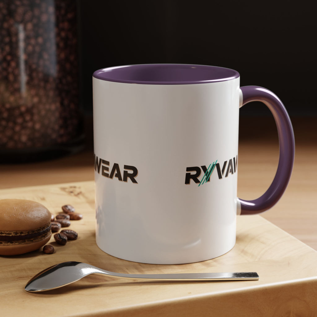 RyvaWear Logo Accent Coffee Mug — Black-Trim Ceramic Coffee Cup (11/15oz)