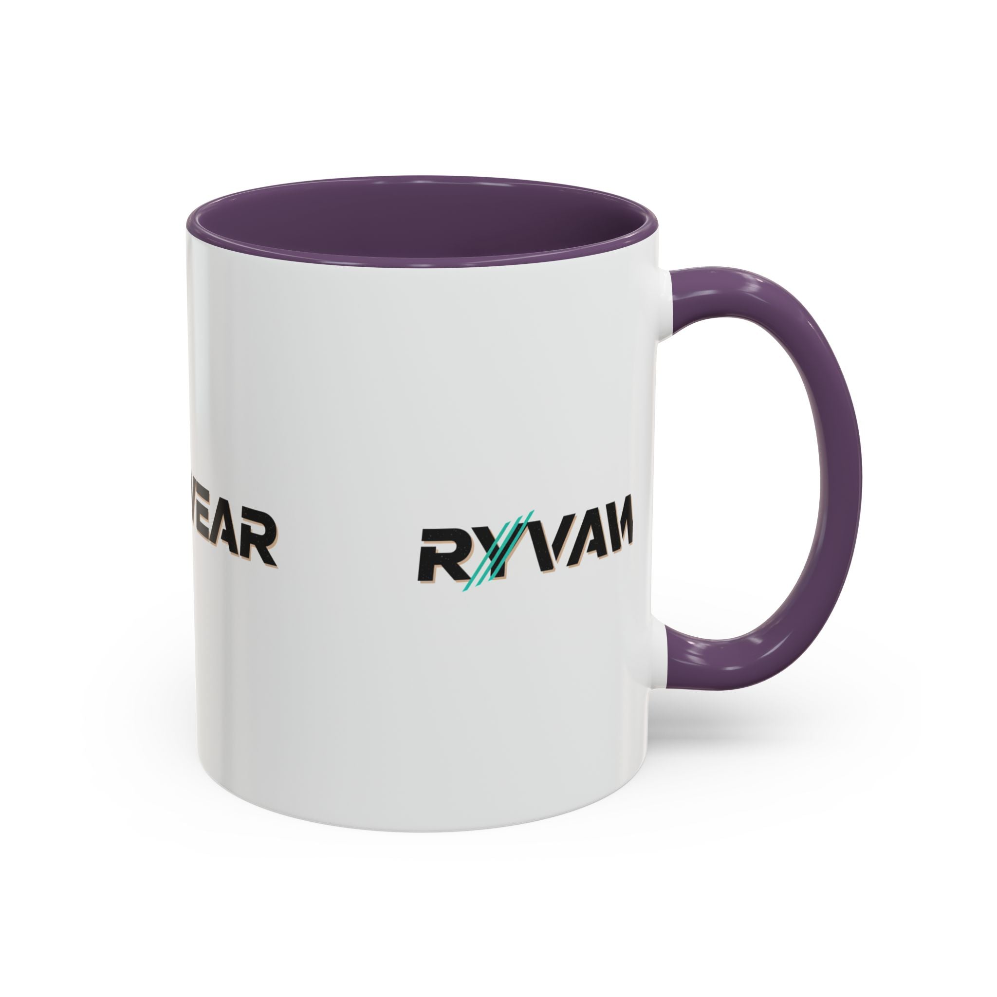 RyvaWear Logo Accent Coffee Mug — Black-Trim Ceramic Coffee Cup (11/15oz)
