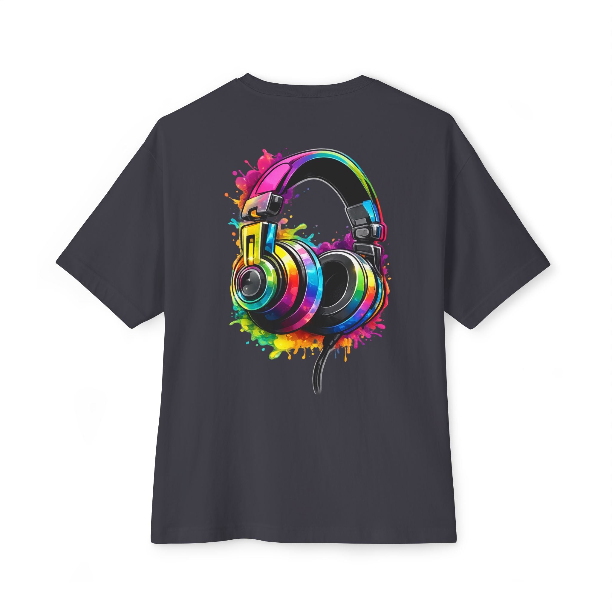 Headphones Graphic Tee - Colorful Splash DJ Music T-Shirt