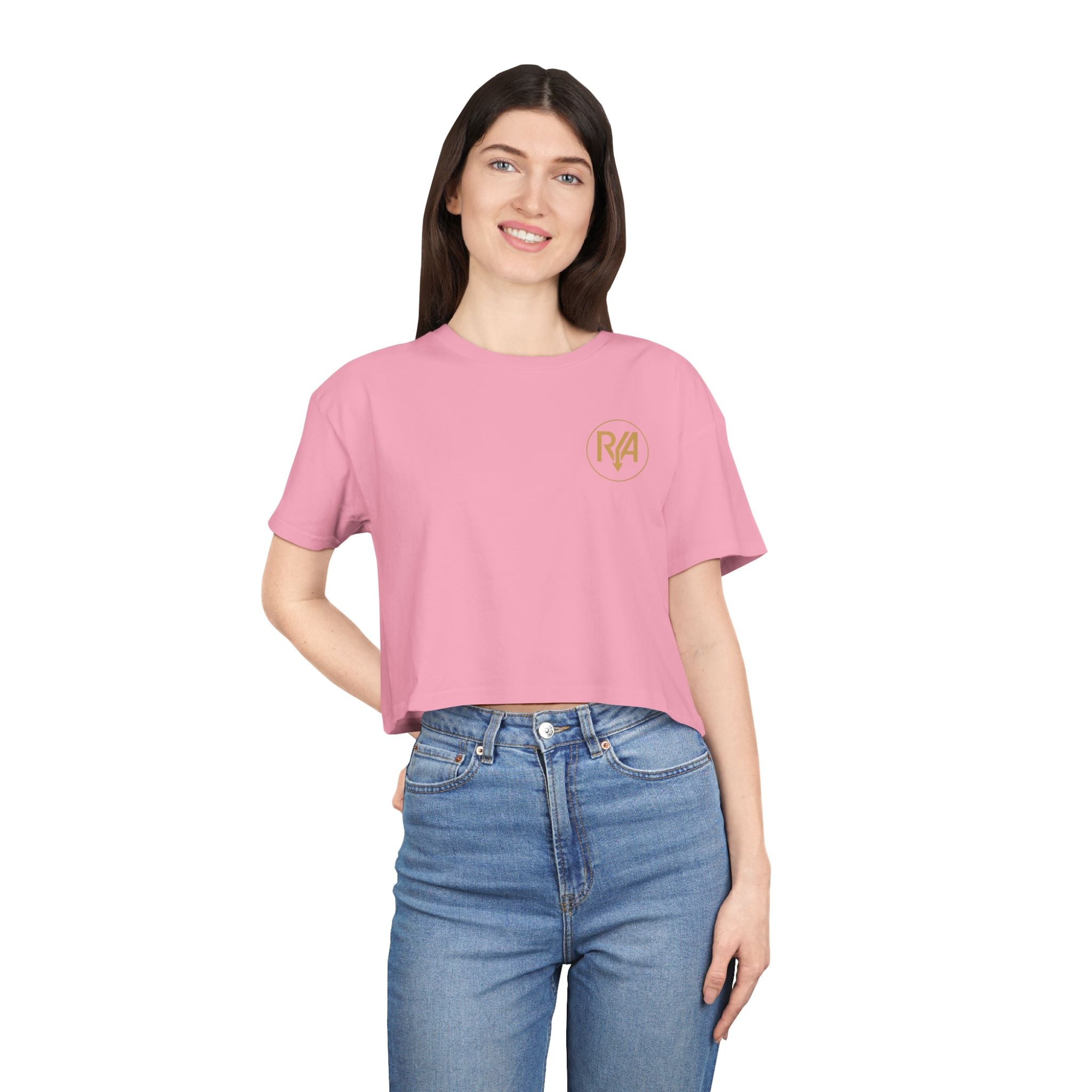Crop Tee — Minimal Gold R/A Logo Women's Cropped T-Shirt