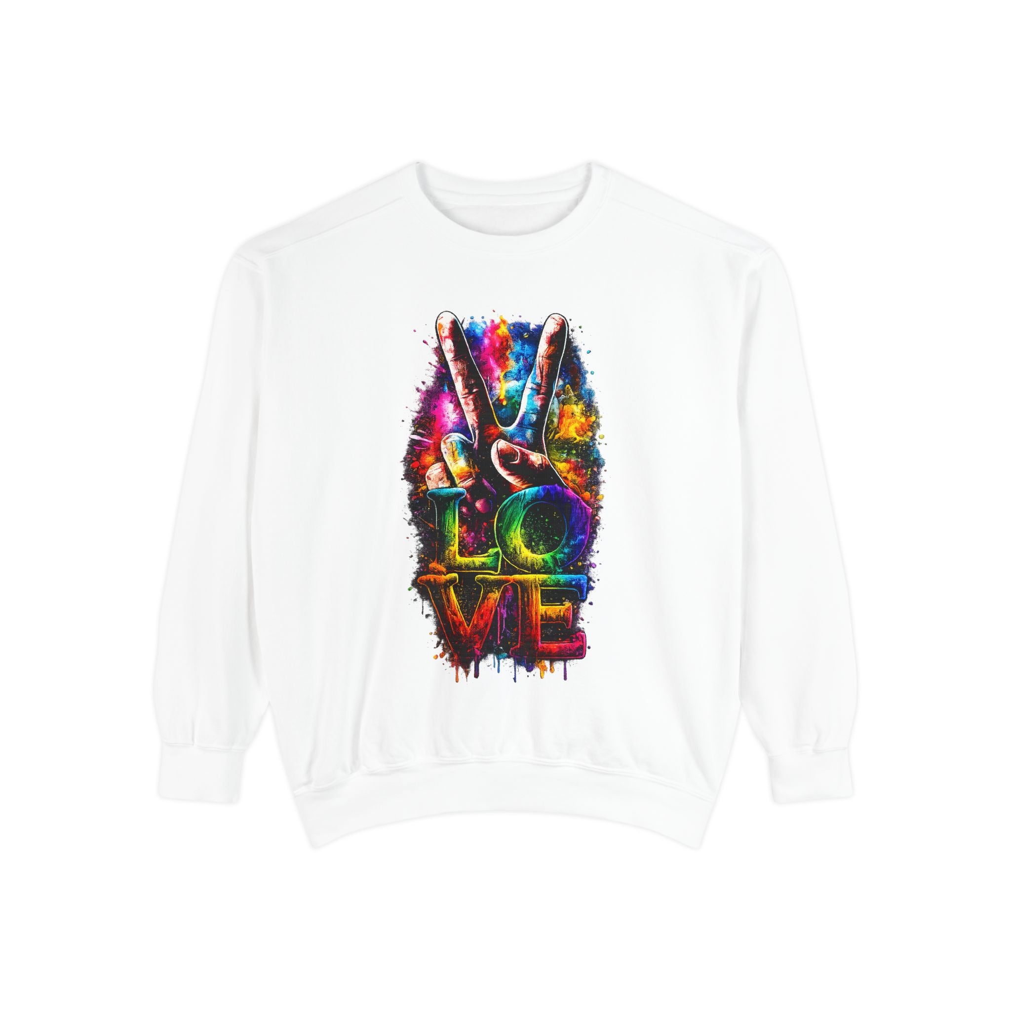 Peace & Love Tie-Dye Sweatshirt — Colorful Peace Sign Graphic