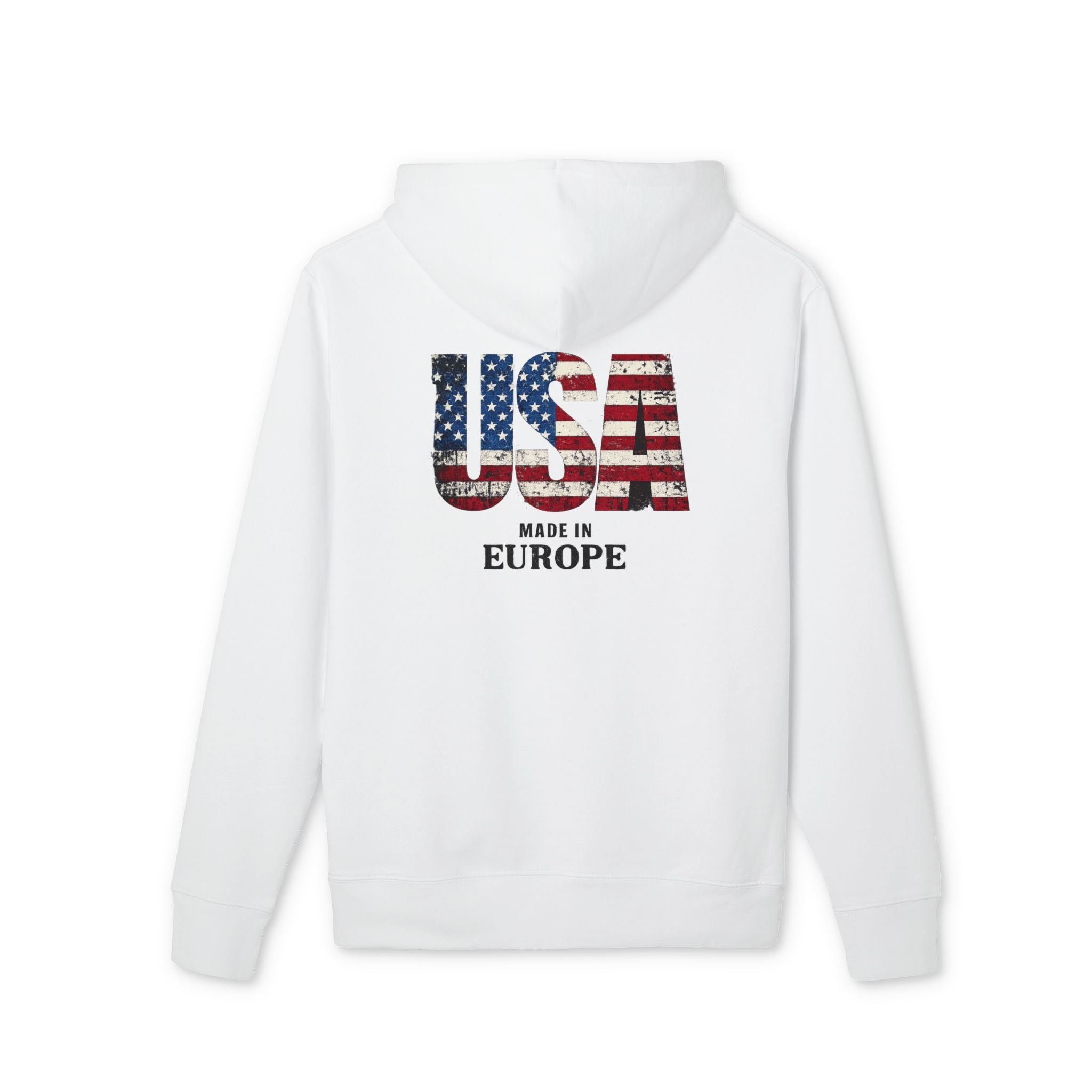 Made in Europe USA Flag Hoodie — Patriotic Graphic Pullover