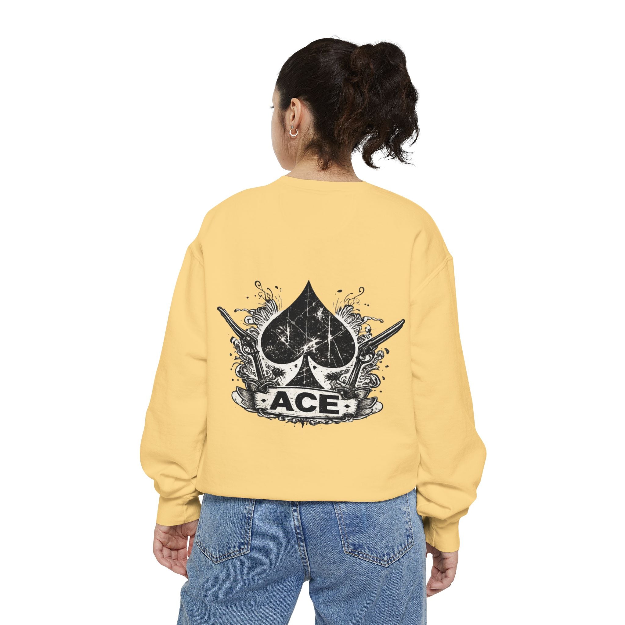 Ace Spade Sweatshirt — Distressed Playing Card Logo Crewneck
