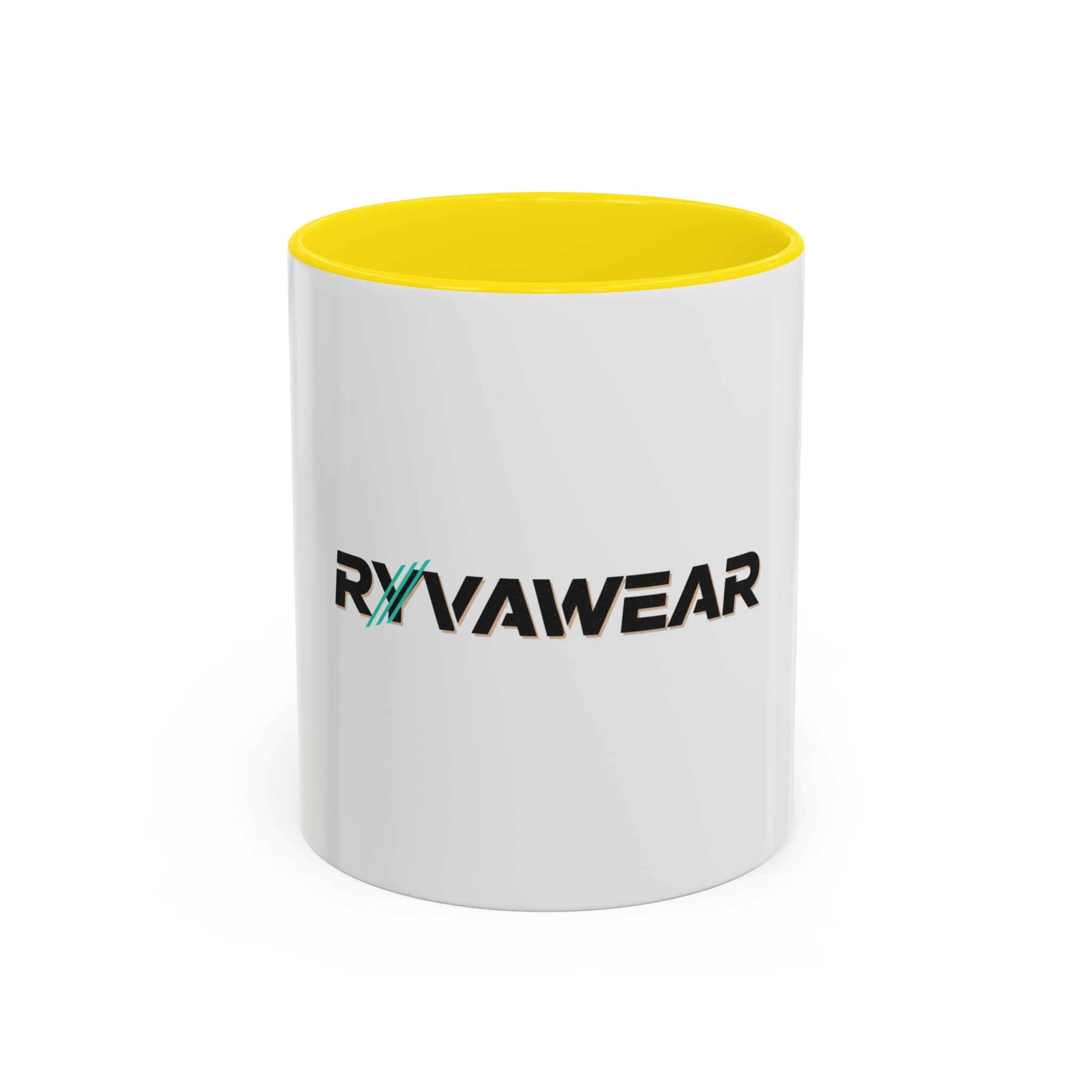 RyvaWear Logo Accent Coffee Mug — Black-Trim Ceramic Coffee Cup (11/15oz)