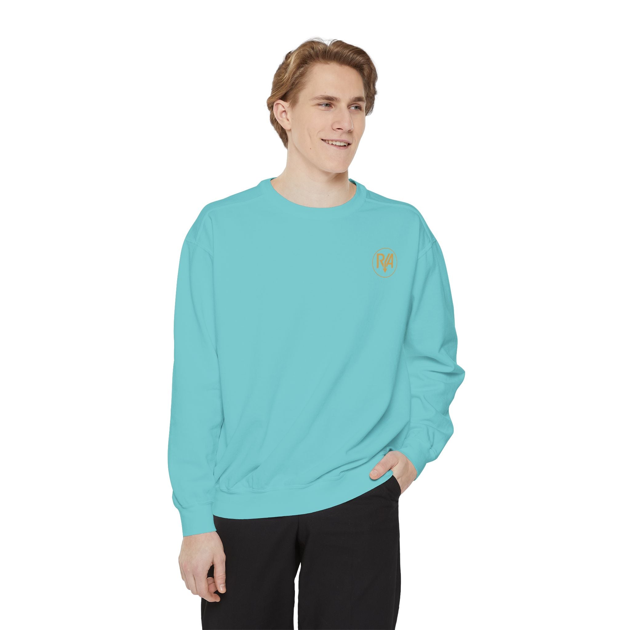 Minimal Monogram Sweatshirt — R14 Chest Logo Crewneck
