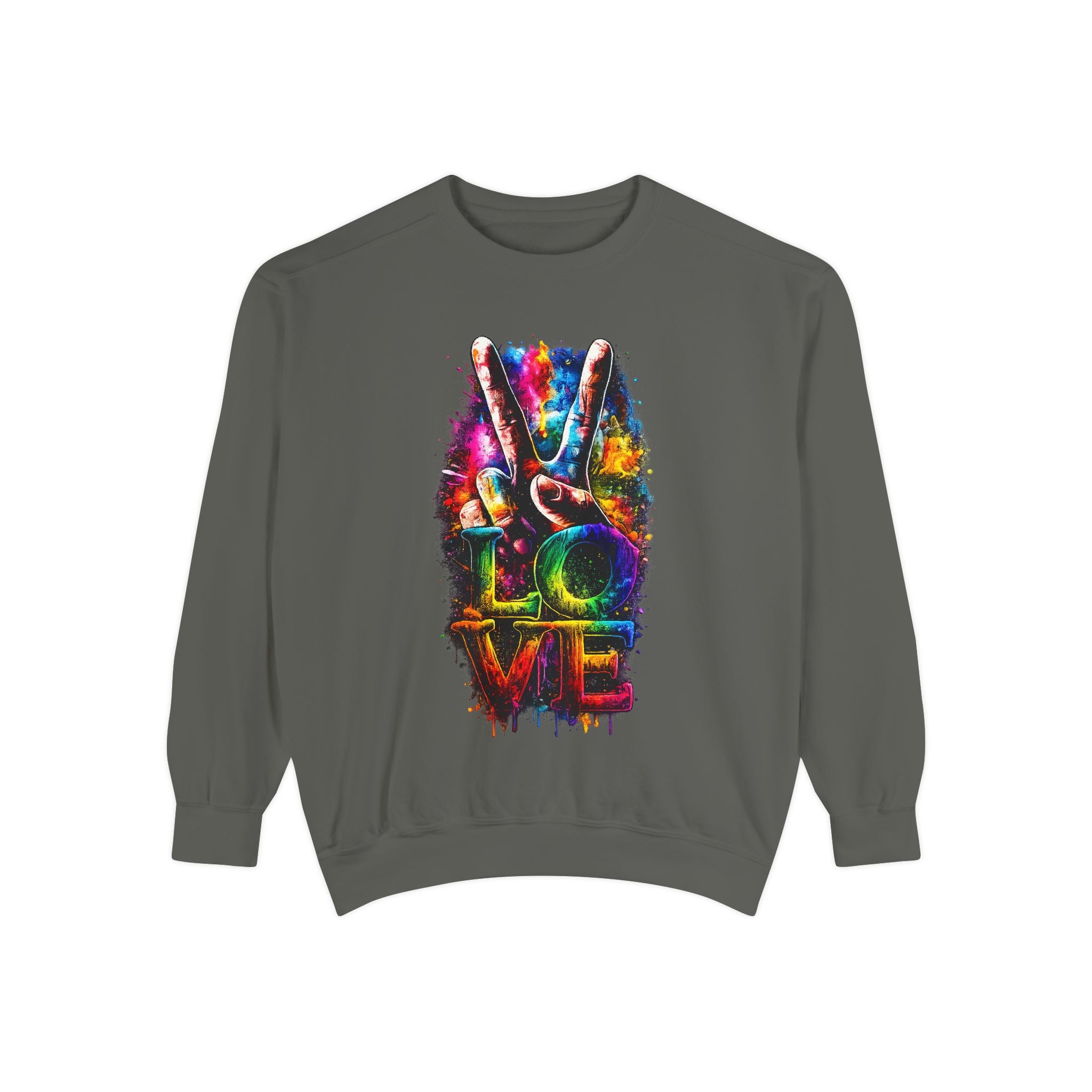 Peace & Love Tie-Dye Sweatshirt — Colorful Peace Sign Graphic