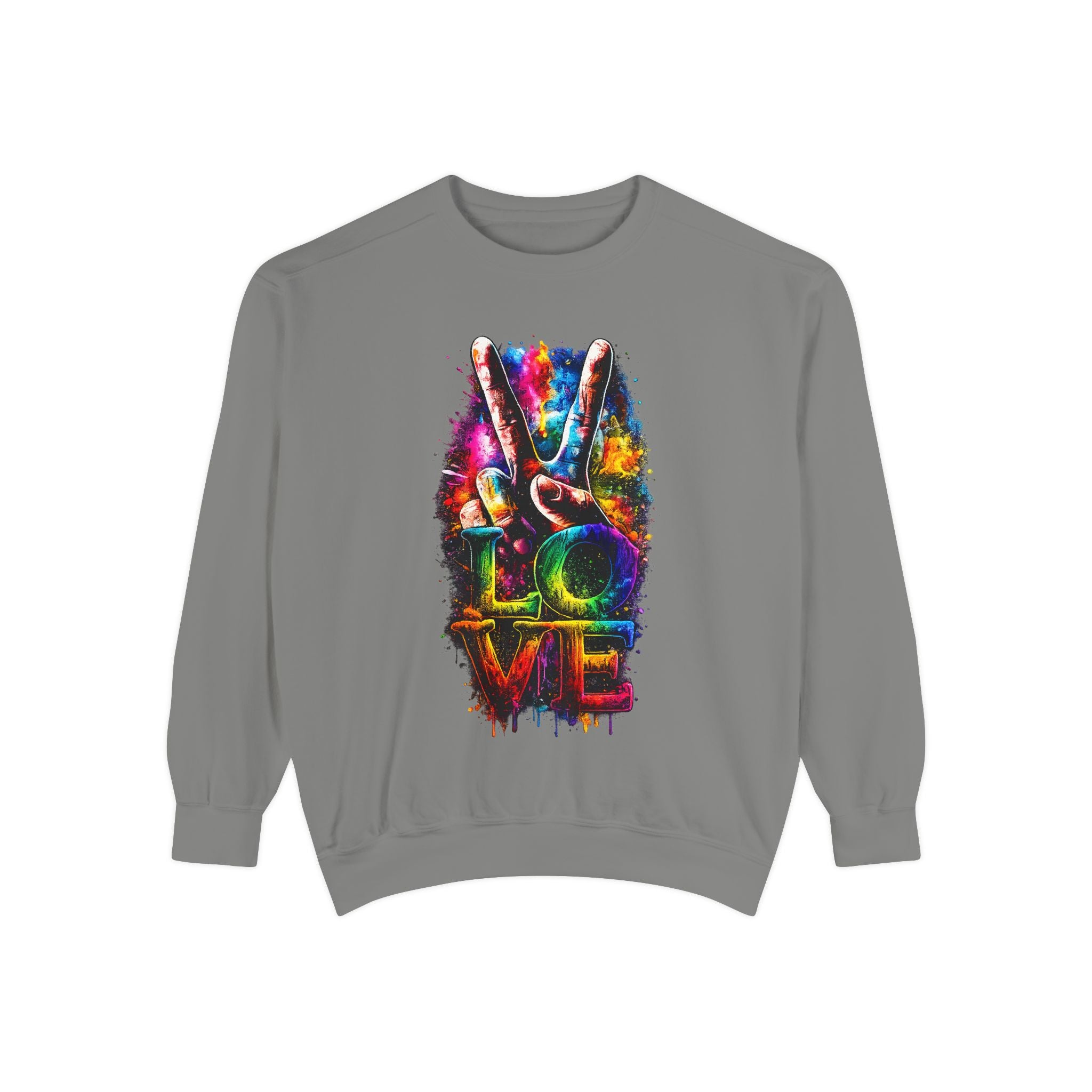 Peace & Love Tie-Dye Sweatshirt — Colorful Peace Sign Graphic