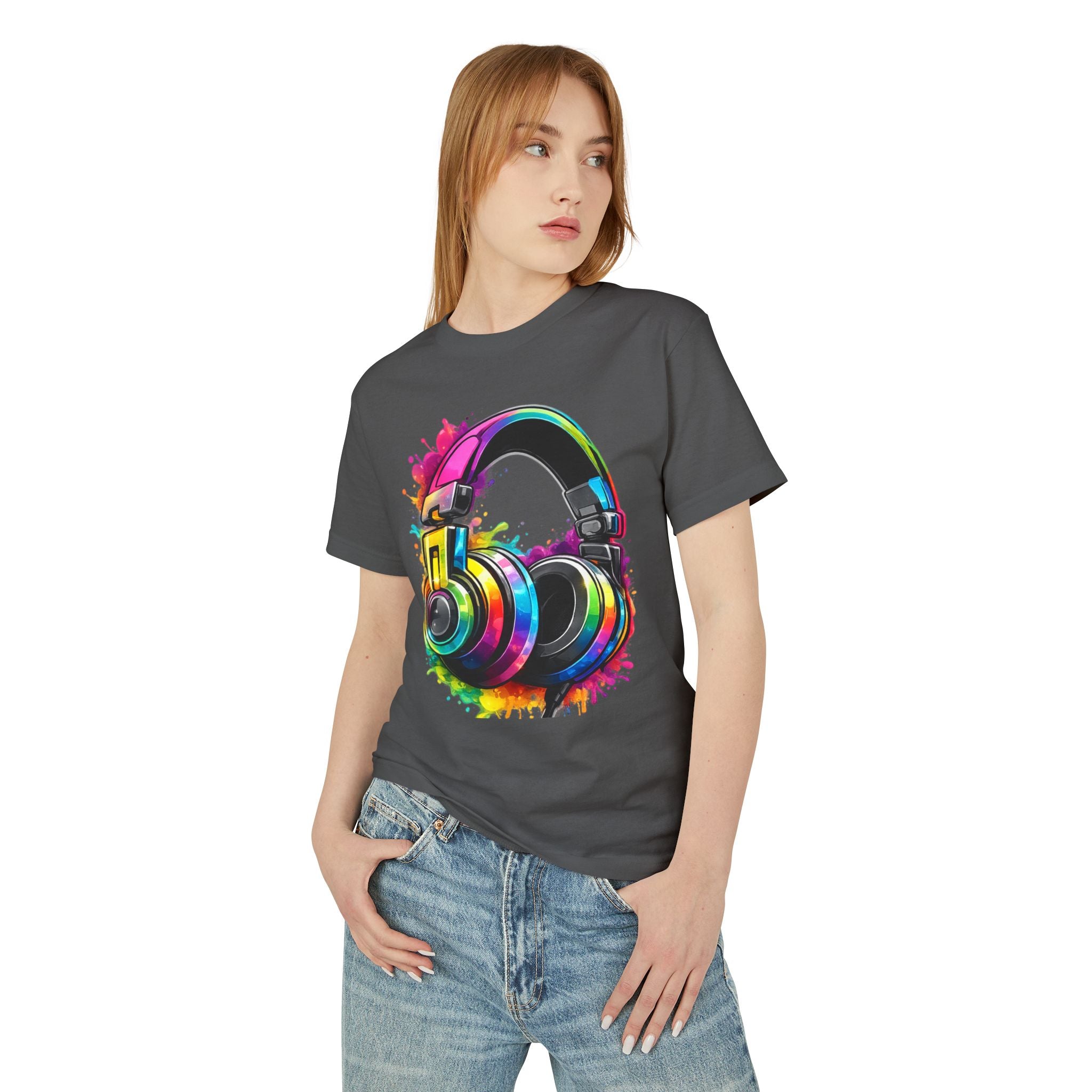 Headphones Graphic Tee — Colorful Splash Music Lover T-Shirt