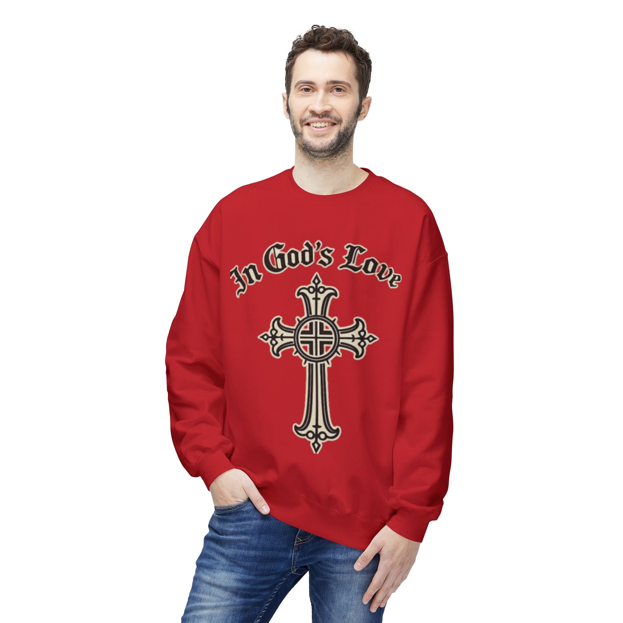 In God's Love Cross Crewneck Sweatshirt — Christian Faith Pullover