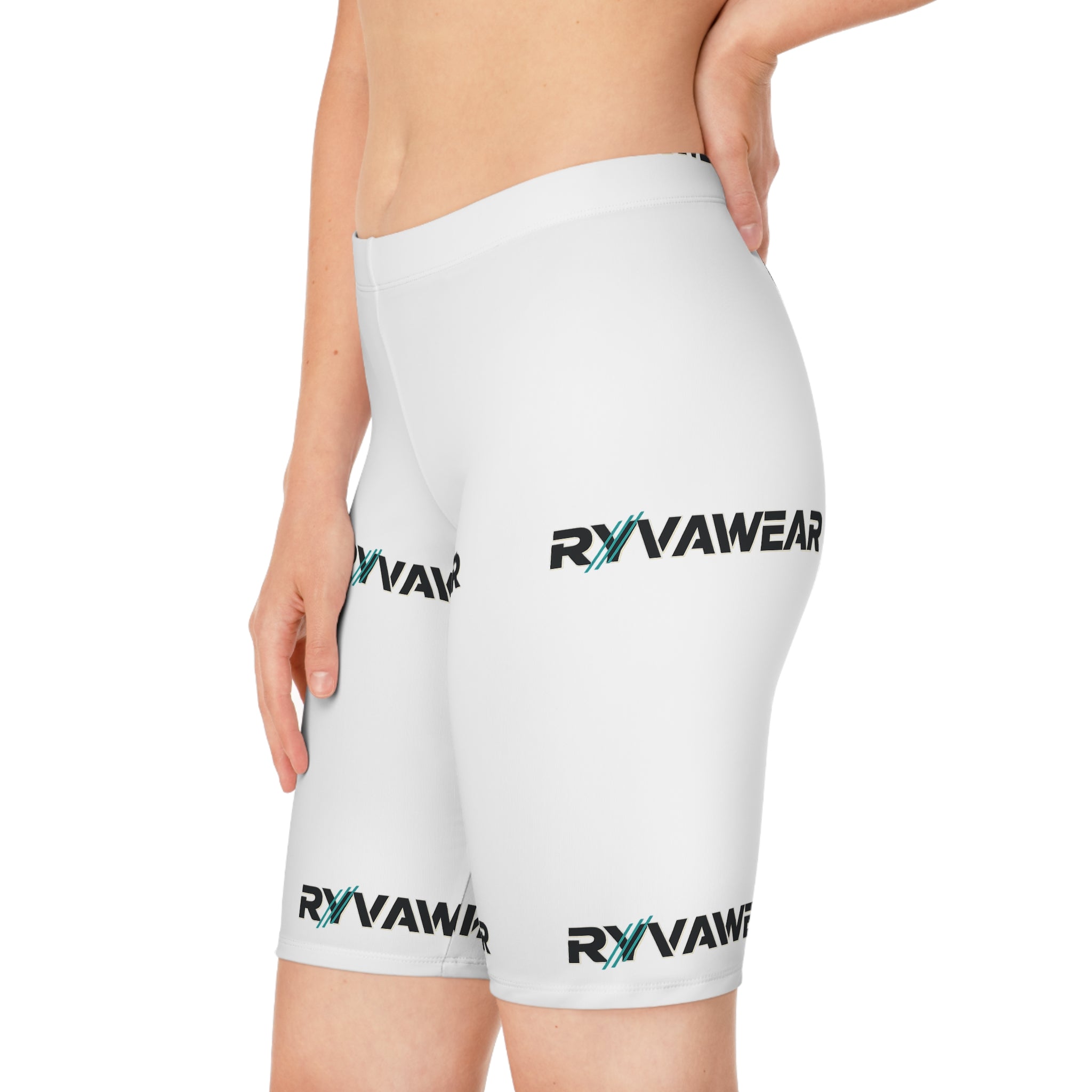 Bike Shorts — All-Over Print 'RYVIAWEAR' Logo Performance Shorts