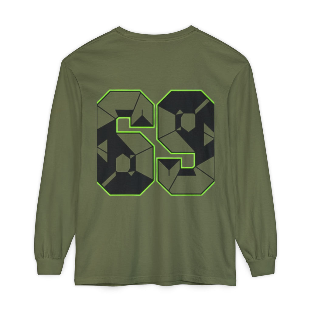 69 Graphic Long Sleeve Tee — Geometric Number Back Print