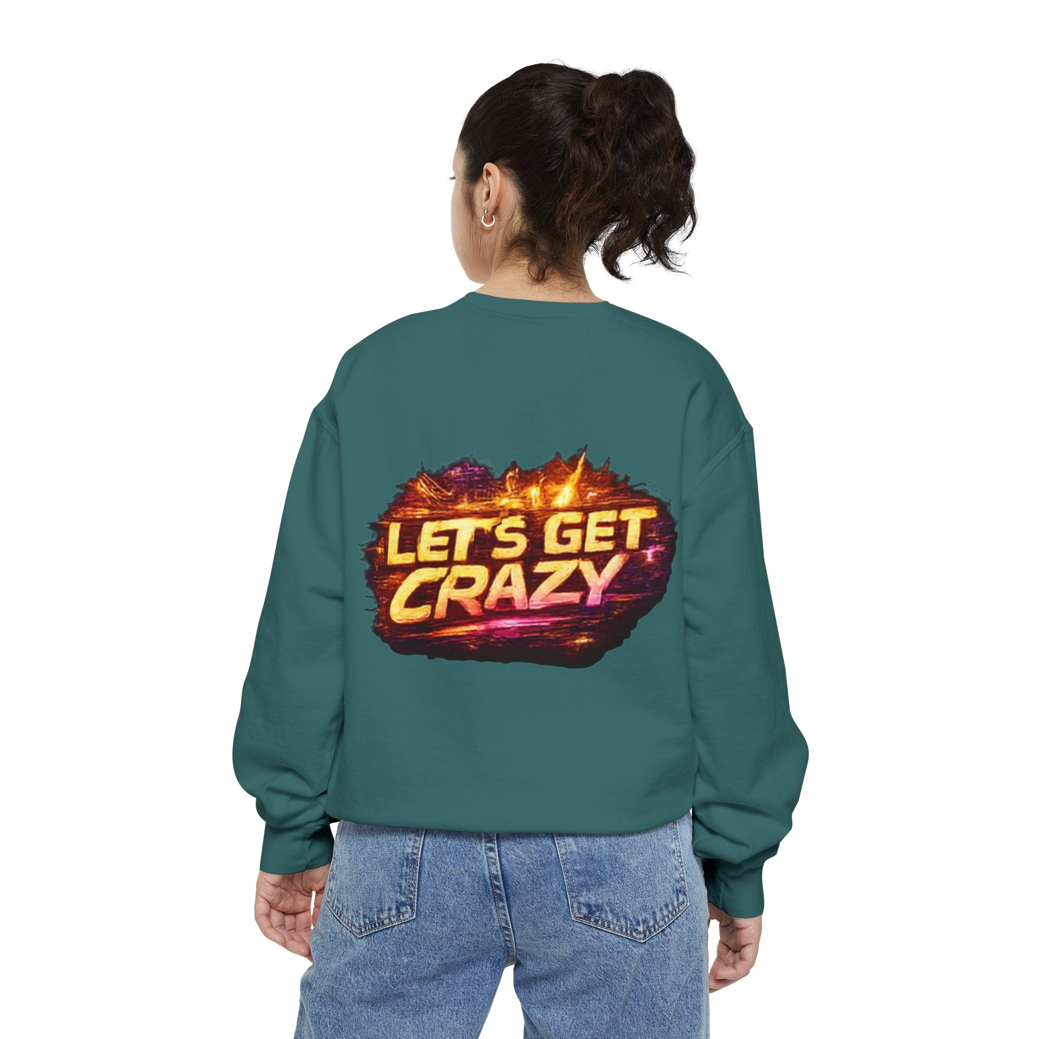 Let's Get Crazy Sweatshirt — Retro Flame Graphic Crewneck