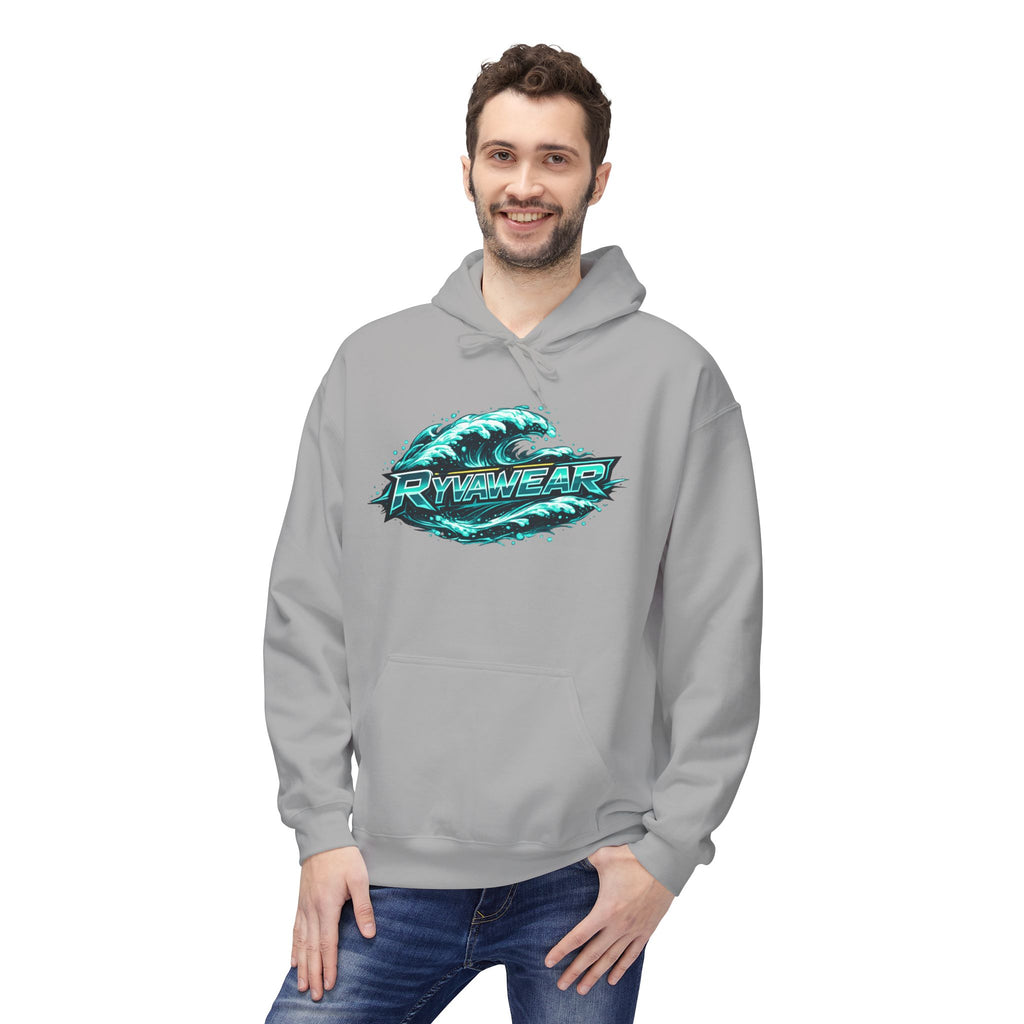 Hoodie — Retro Teal 'Rivestar' Surf Wave Logo Pullover