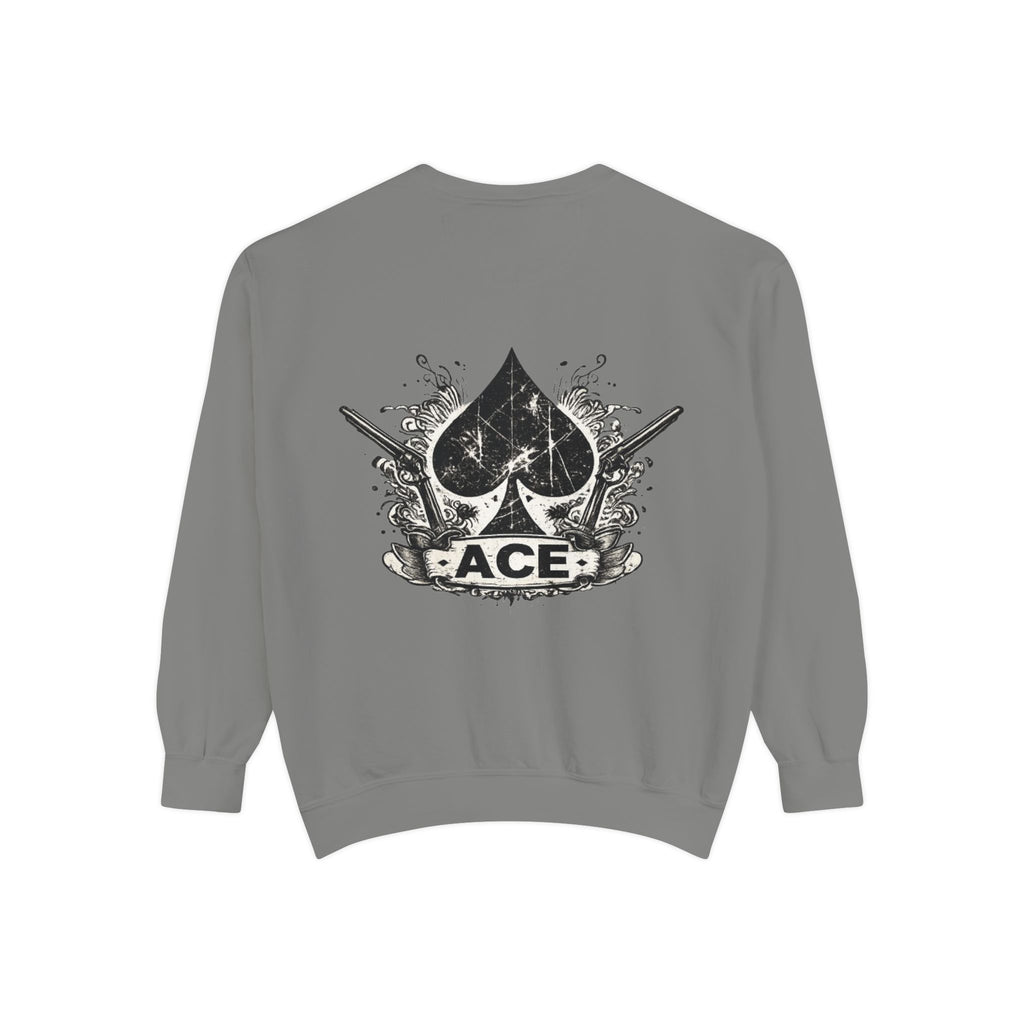 Ace Spade Sweatshirt — Distressed Playing Card Logo Crewneck