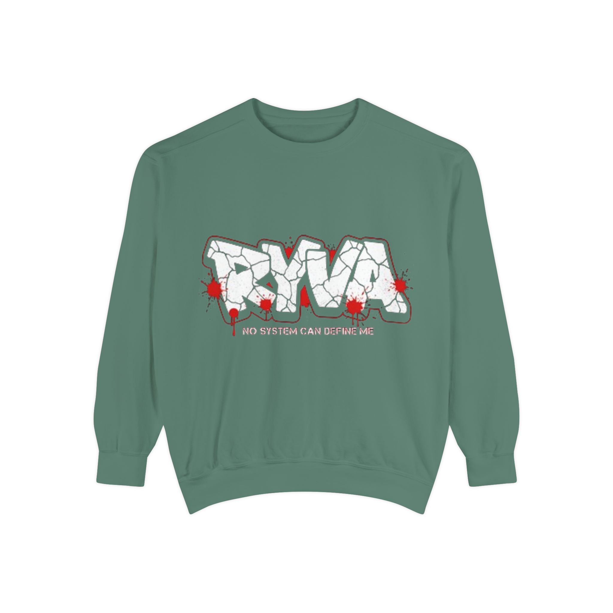 Sweatshirt — 'ROAR' Graphic Sweatshirt with Red Paint Splatter, "No Weapons Can Define Me"