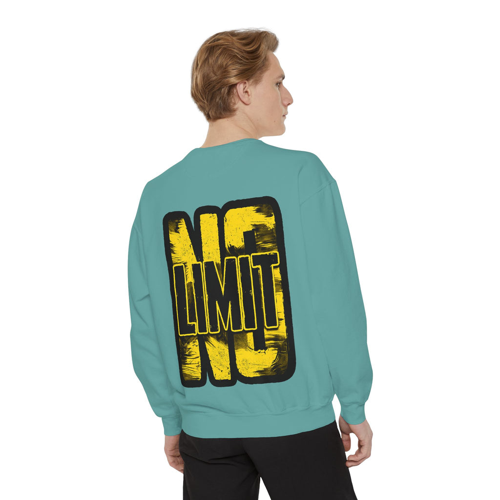 No Limit Sweatshirt — Bold Yellow Graphic Crewneck