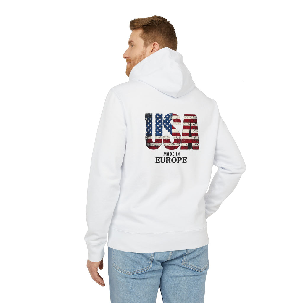 Made in Europe USA Flag Hoodie — Patriotic Graphic Pullover