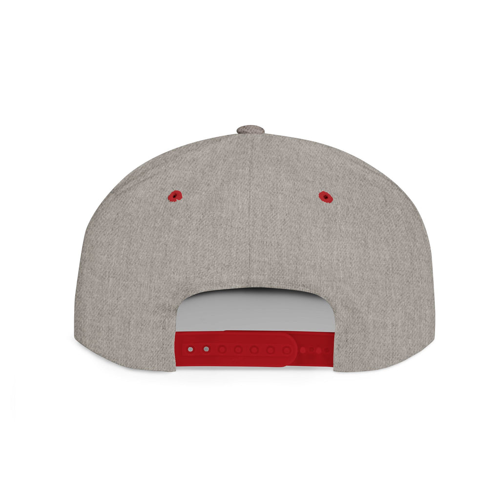 White Flat Bill Snapback Hat with Minimal Text Patch - 'RYVANTAR'