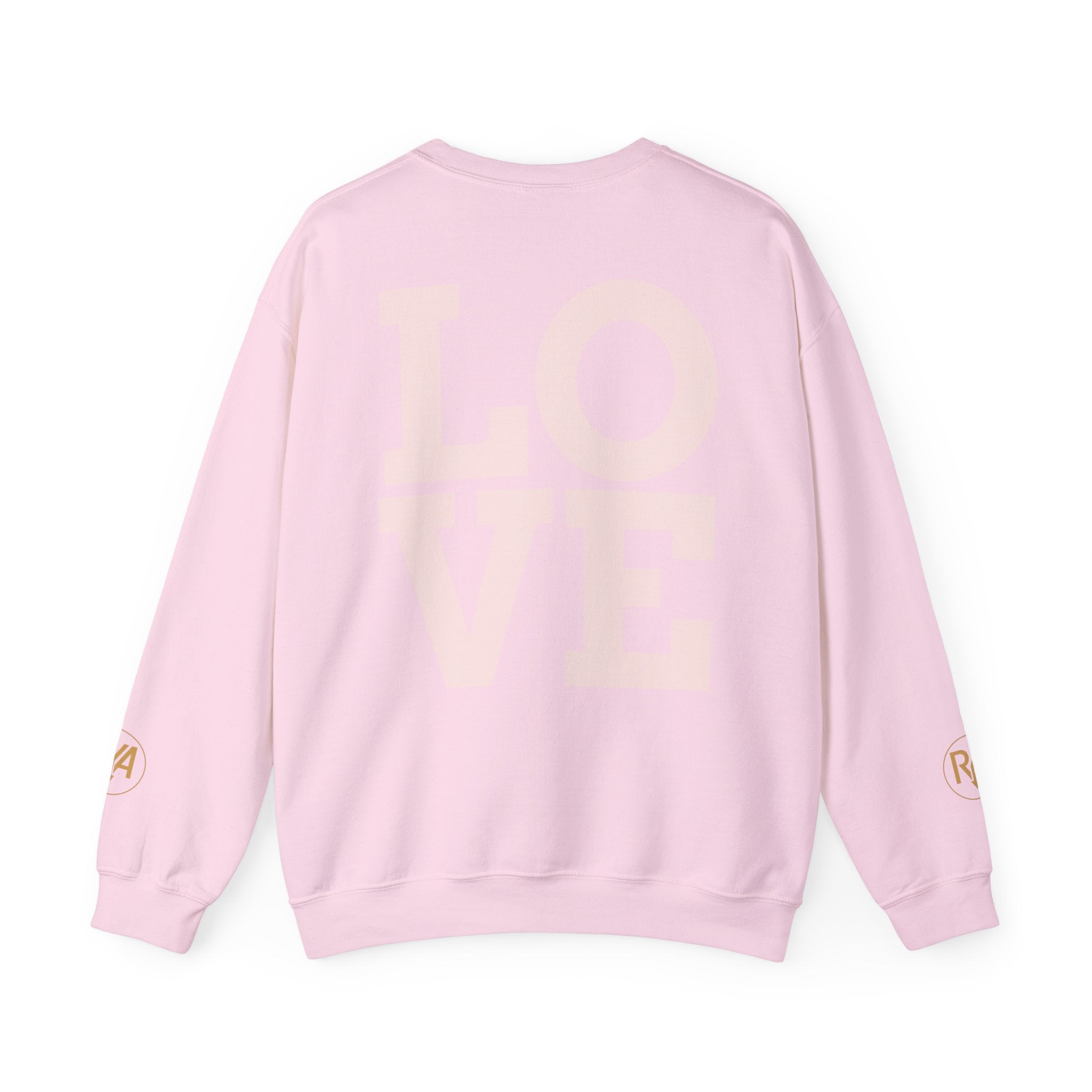 Crewneck Sweatshirt - Pink 'LOVE' Back Print with Minimal Logo