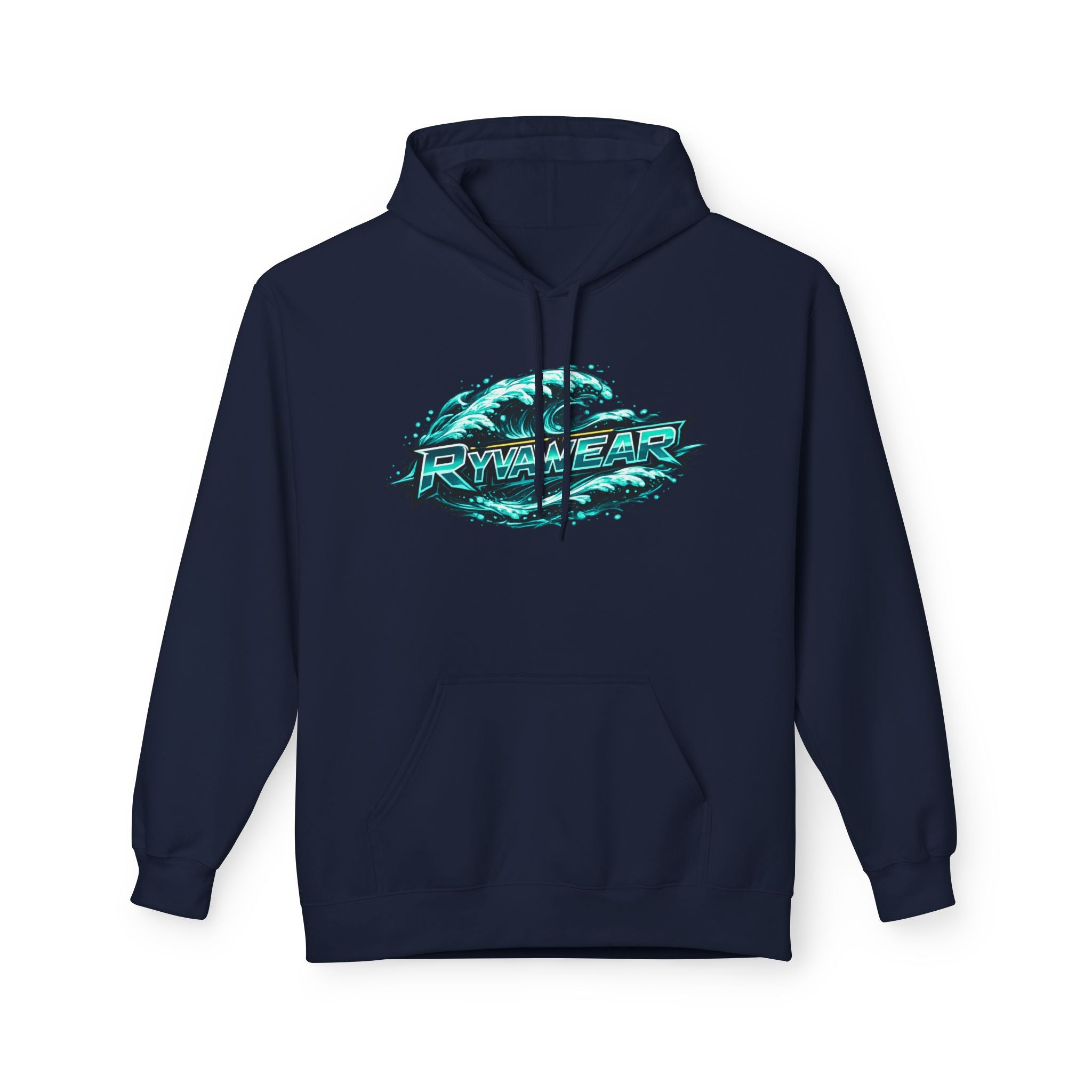 Hoodie — Retro Teal 'Rivestar' Surf Wave Logo Pullover