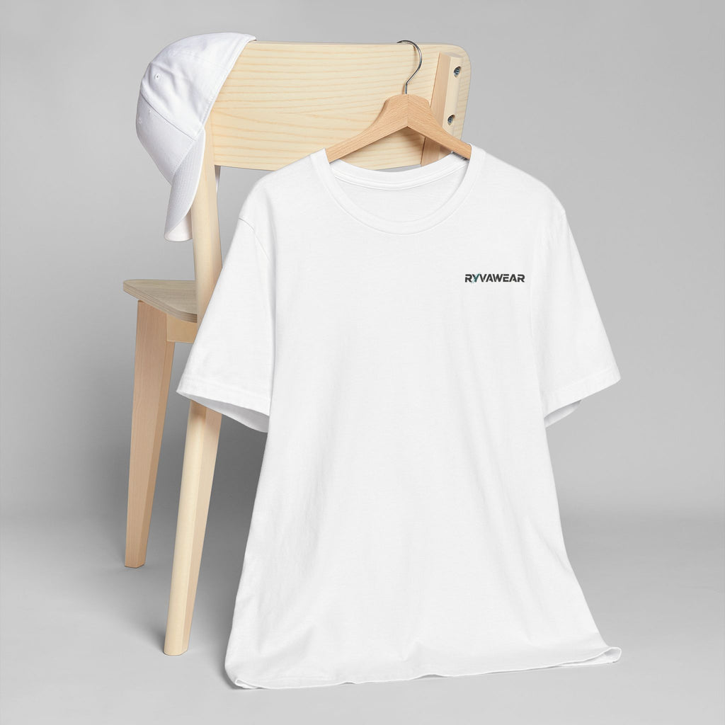 Minimal 'RYVANAWEAR' Logo T-Shirt — White Casual Crewneck