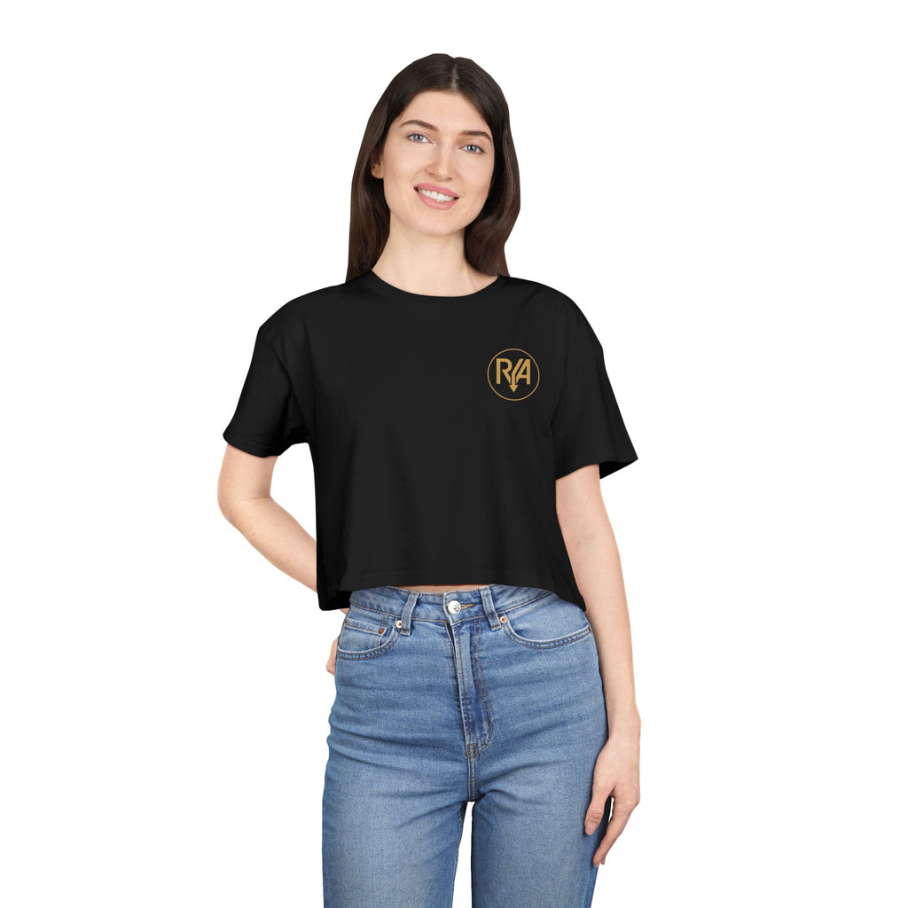 Crop Tee — Minimal Gold R/A Logo Women's Cropped T-Shirt