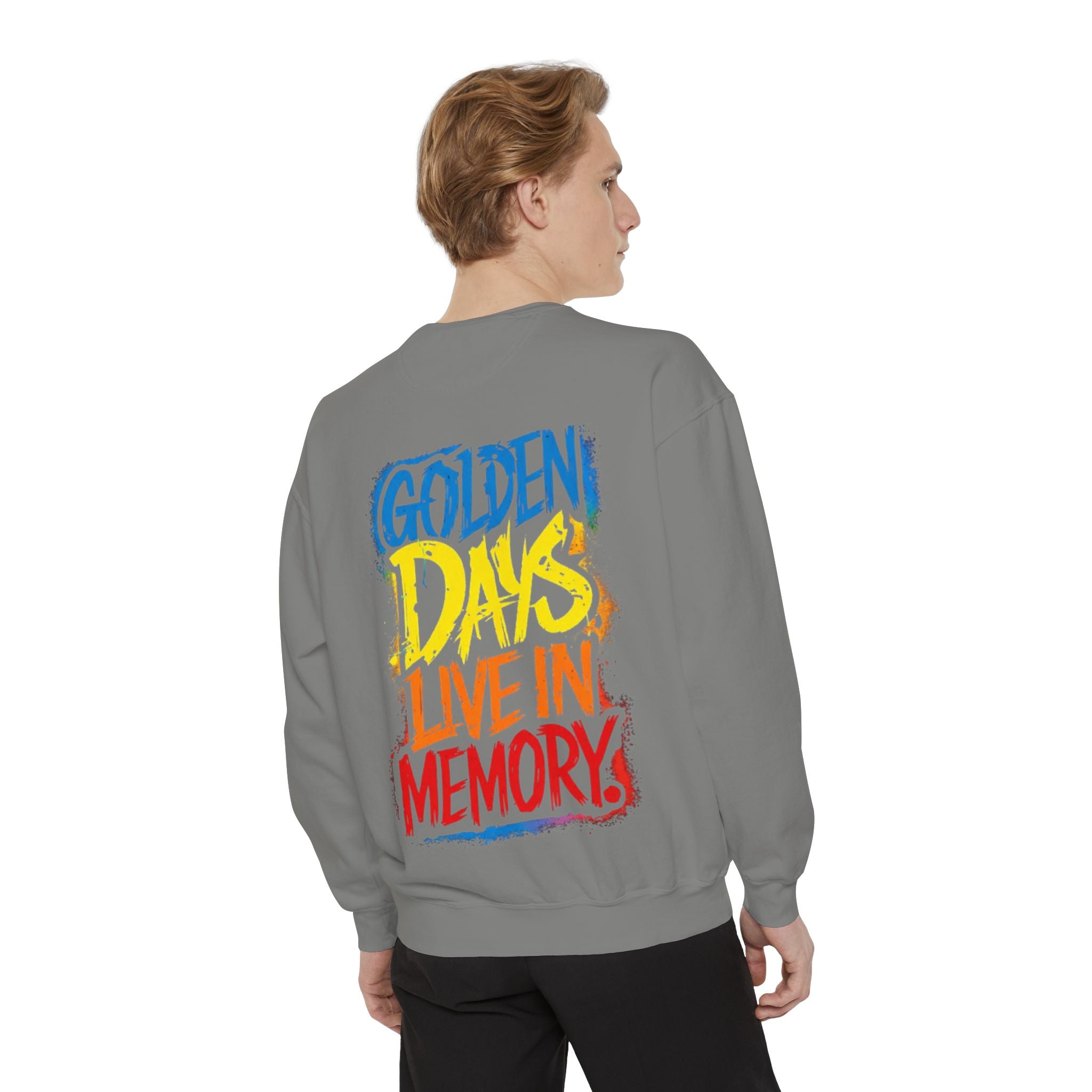 Golden Days Live In Memory Sweatshirt - Retro Brushstroke Graphic Crewneck