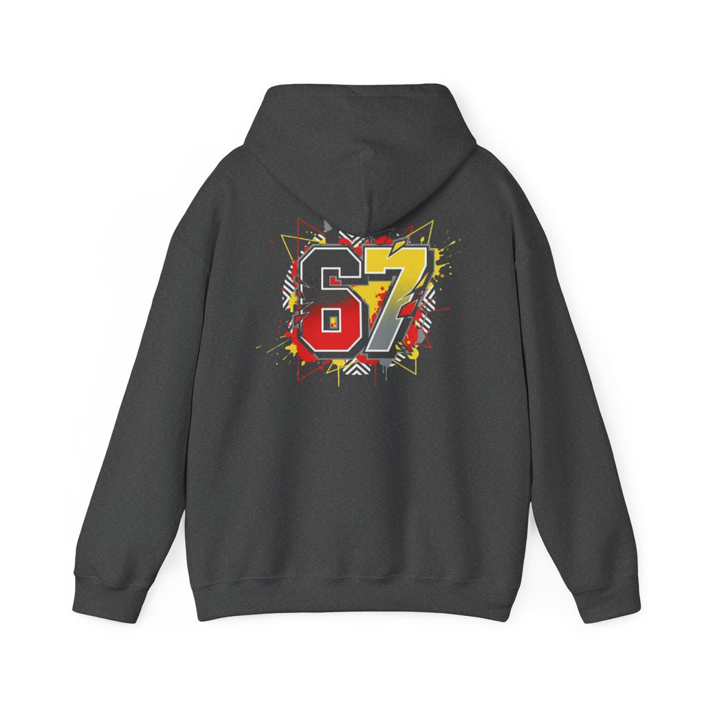 67 Sports Number Graphic Hoodie — Retro Streetwear Pullover