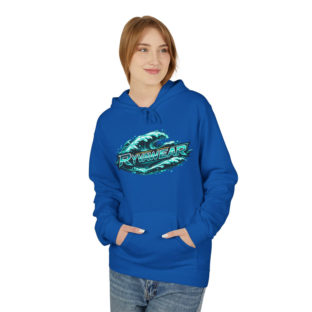 Hoodie — Retro Teal 'Rivestar' Surf Wave Logo Pullover