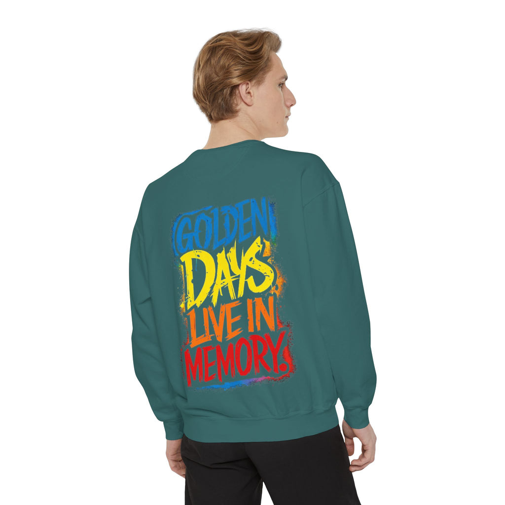 Golden Days Live In Memory Sweatshirt - Retro Brushstroke Graphic Crewneck