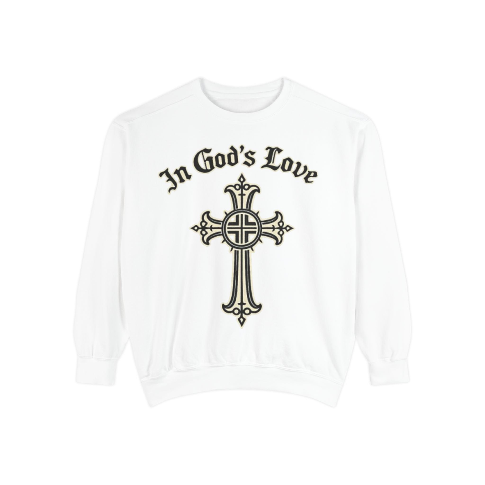 Religious Sweatshirt — 'for the love of God' Cross Graphic Crewneck