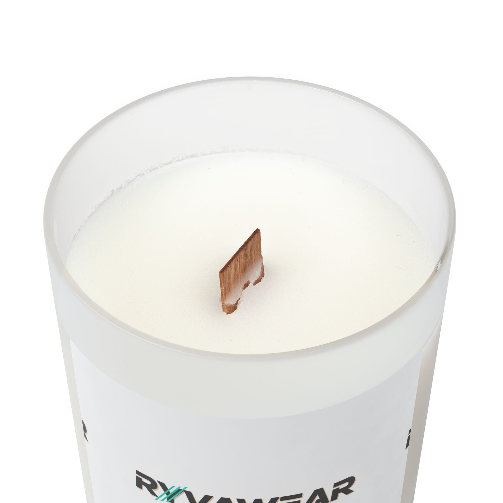 Frosted Glass Candle — Ryvawear Logo Soy Candle, 11 oz Wooden Lid