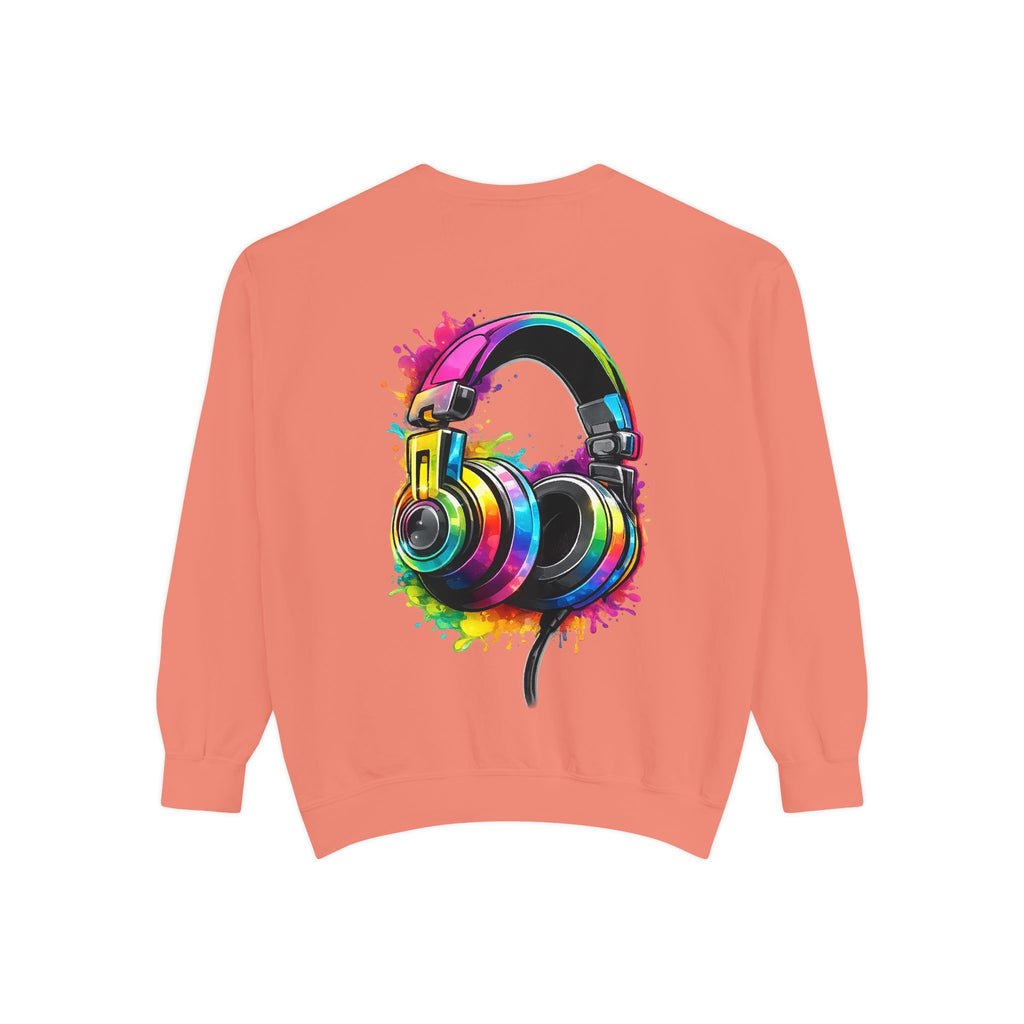 Sweatshirt — Colorful Watercolor Headphones Crewneck, Music Lover Graphic Sweatshirt