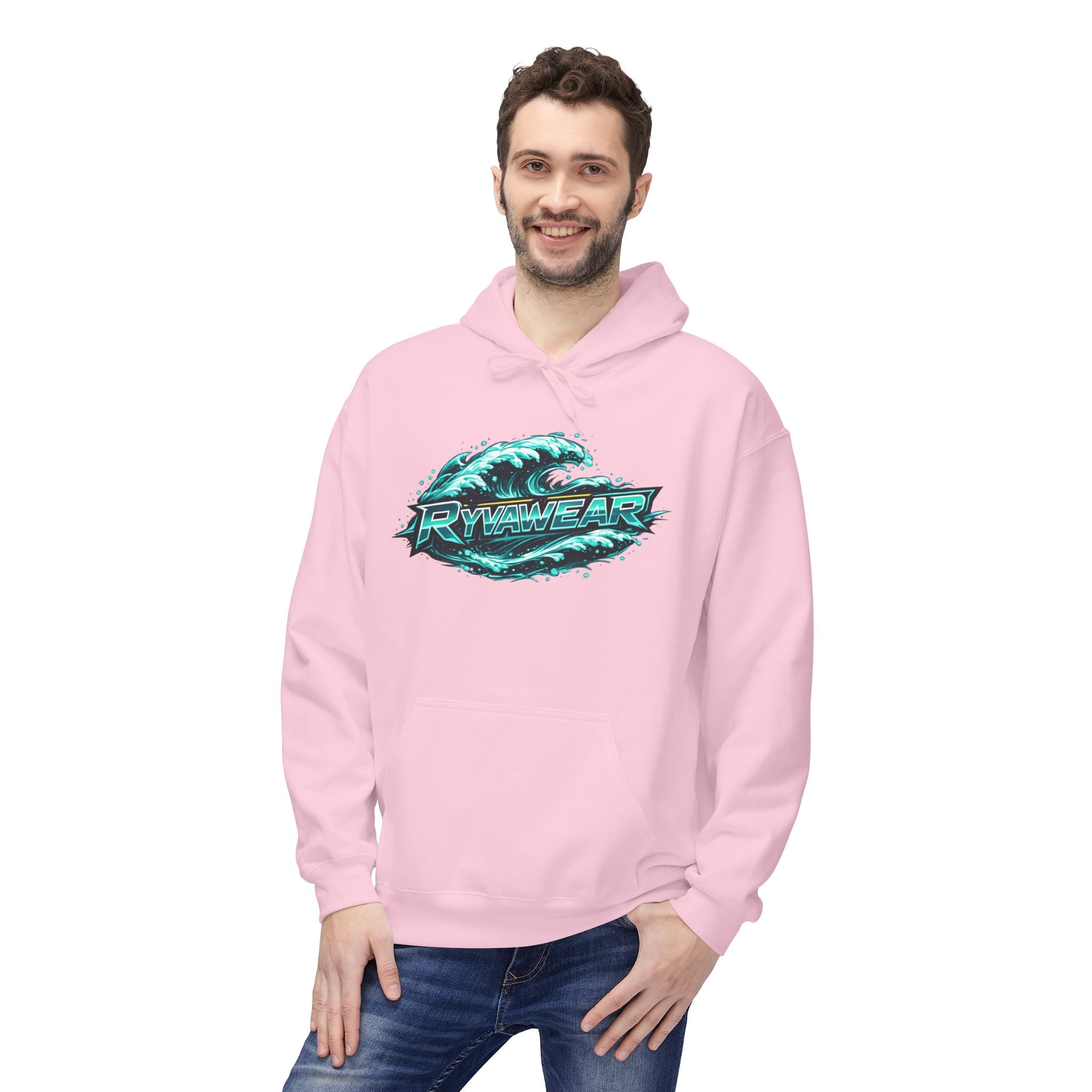 Hoodie — Retro Teal 'Rivestar' Surf Wave Logo Pullover