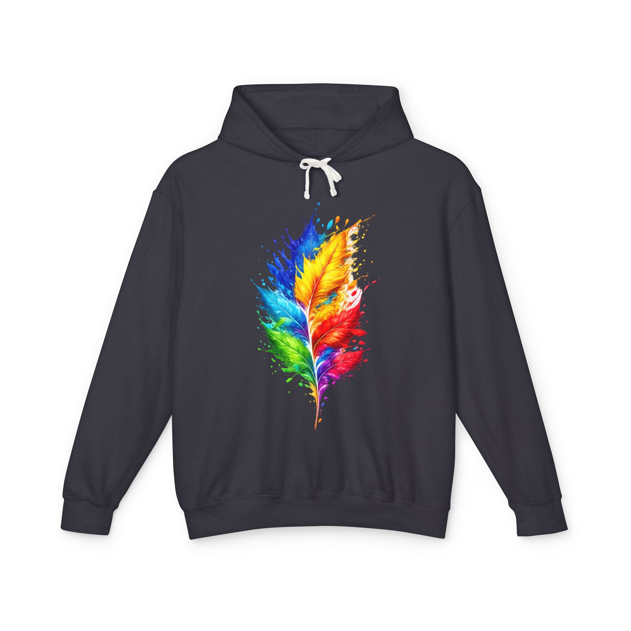 Colorful Feather Hoodie — Watercolor Rainbow Feather Pullover