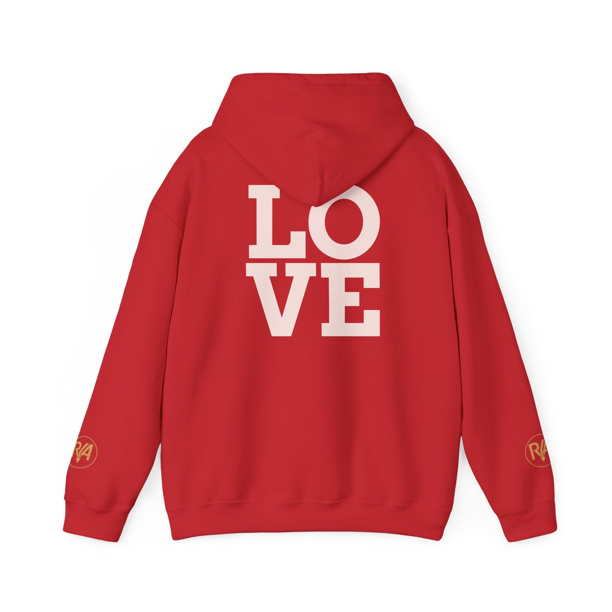 Love Graphic Hoodie — Minimal White Pullover with Gold Logo