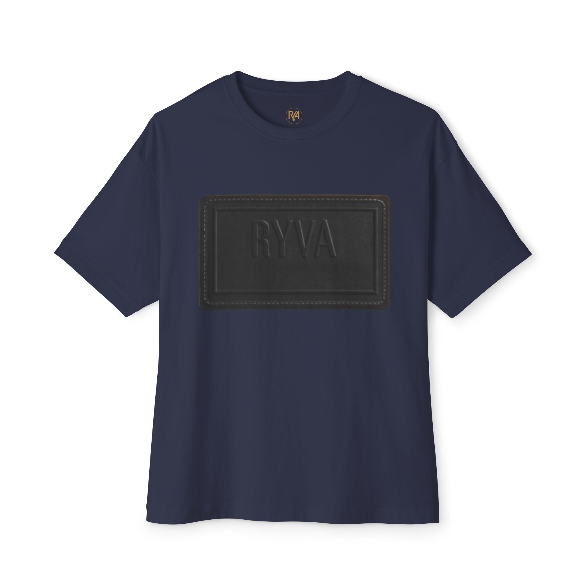 Boxy Tee — Black Embossed 'RVA' Logo Graphic