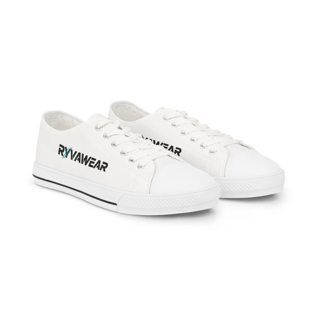 RVN Awear Branded Low Top Sneakers — Men's White Canvas Casual Shoes
