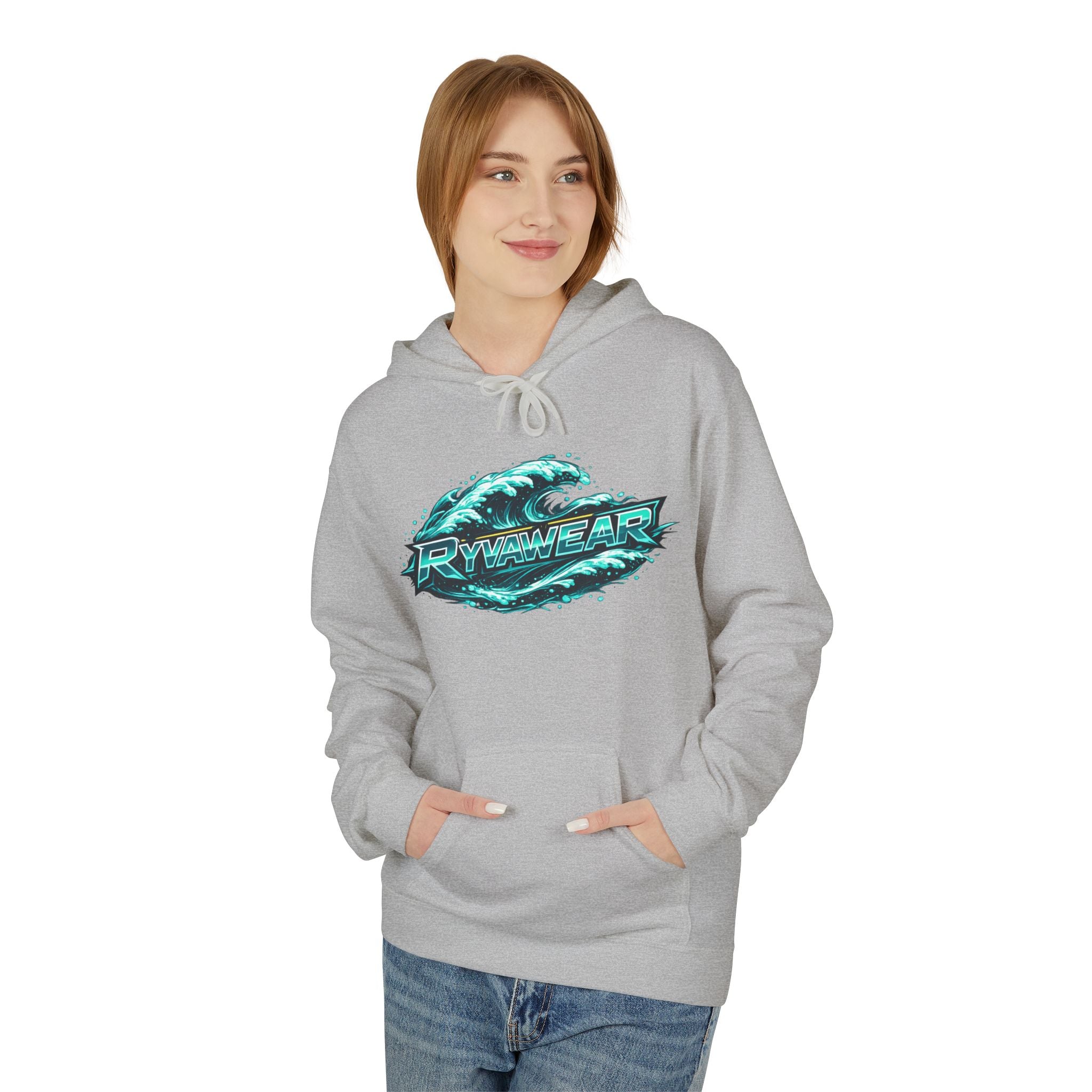 Hoodie — Retro Teal 'Rivestar' Surf Wave Logo Pullover