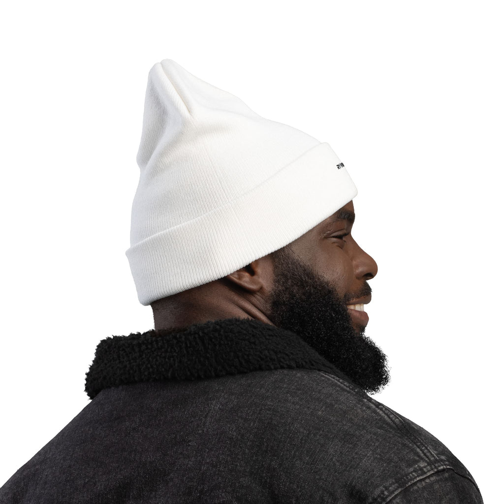 Embroidered Knit Beanie — Minimal 'RYVAWEAR' Cuff Hat
