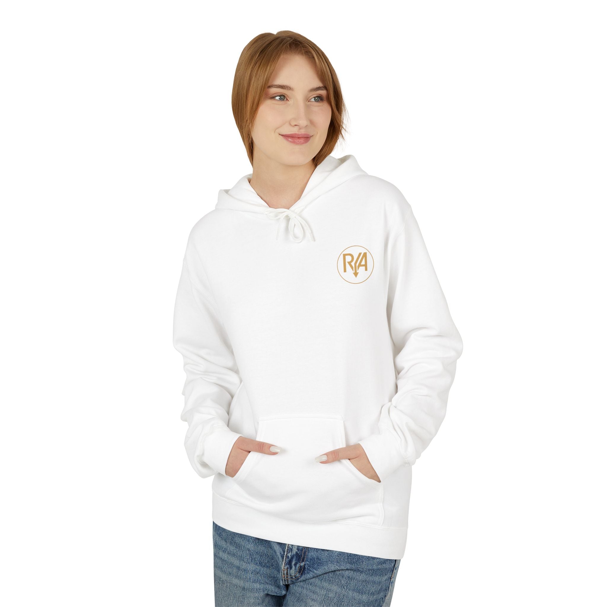 Minimal Monogram Hoodie — Gold R/A Chest Logo