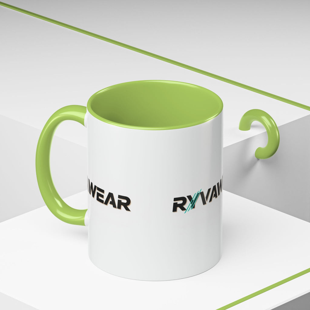 RyvaWear Logo Accent Coffee Mug — Black-Trim Ceramic Coffee Cup (11/15oz)