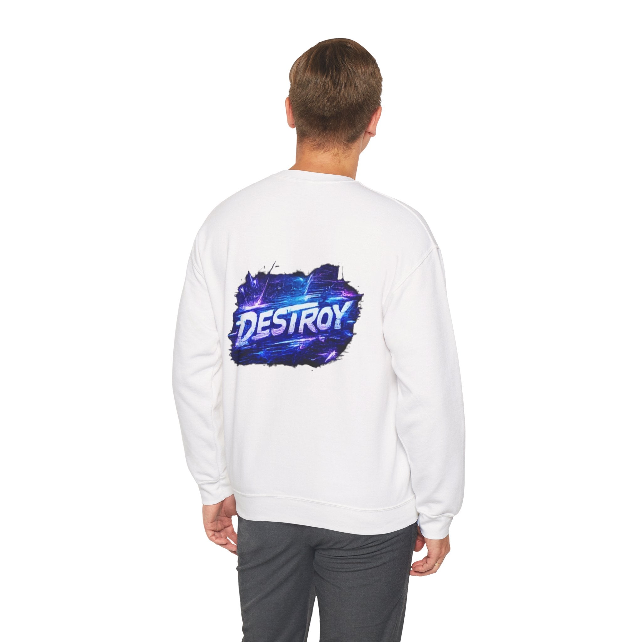Destroy Graphic Crewneck Sweatshirt — Cosmic Brushstroke Logo
