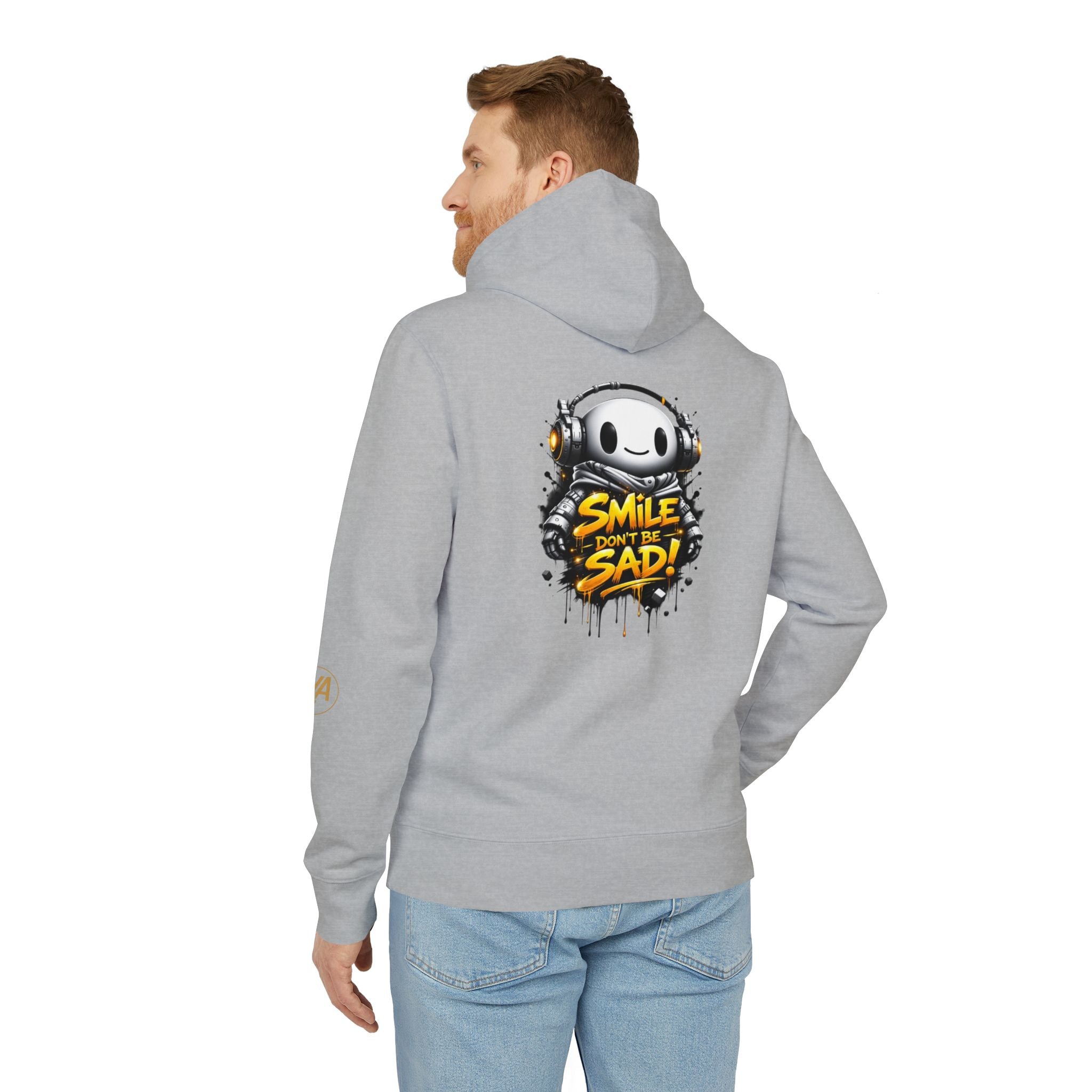 Smile Don't Be Sad Hoodie – Graphic Streetwear Pullover with Headphone Mascot