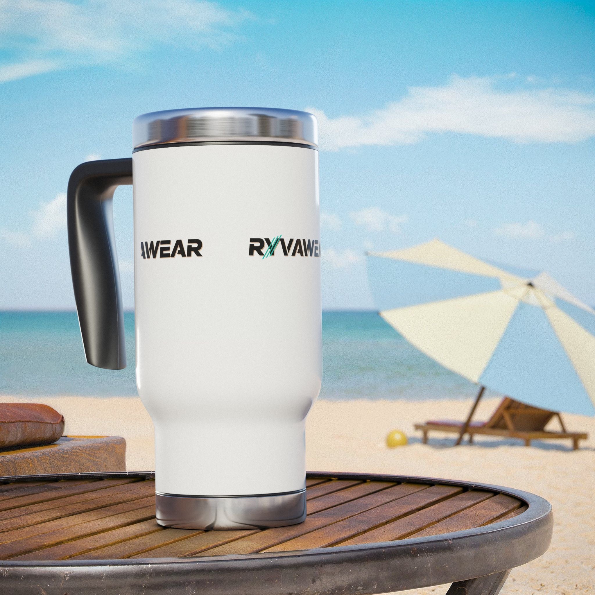 RyVawear Stainless Steel Travel Mug with Handle — 14oz Insulated Coffee Tumbler
