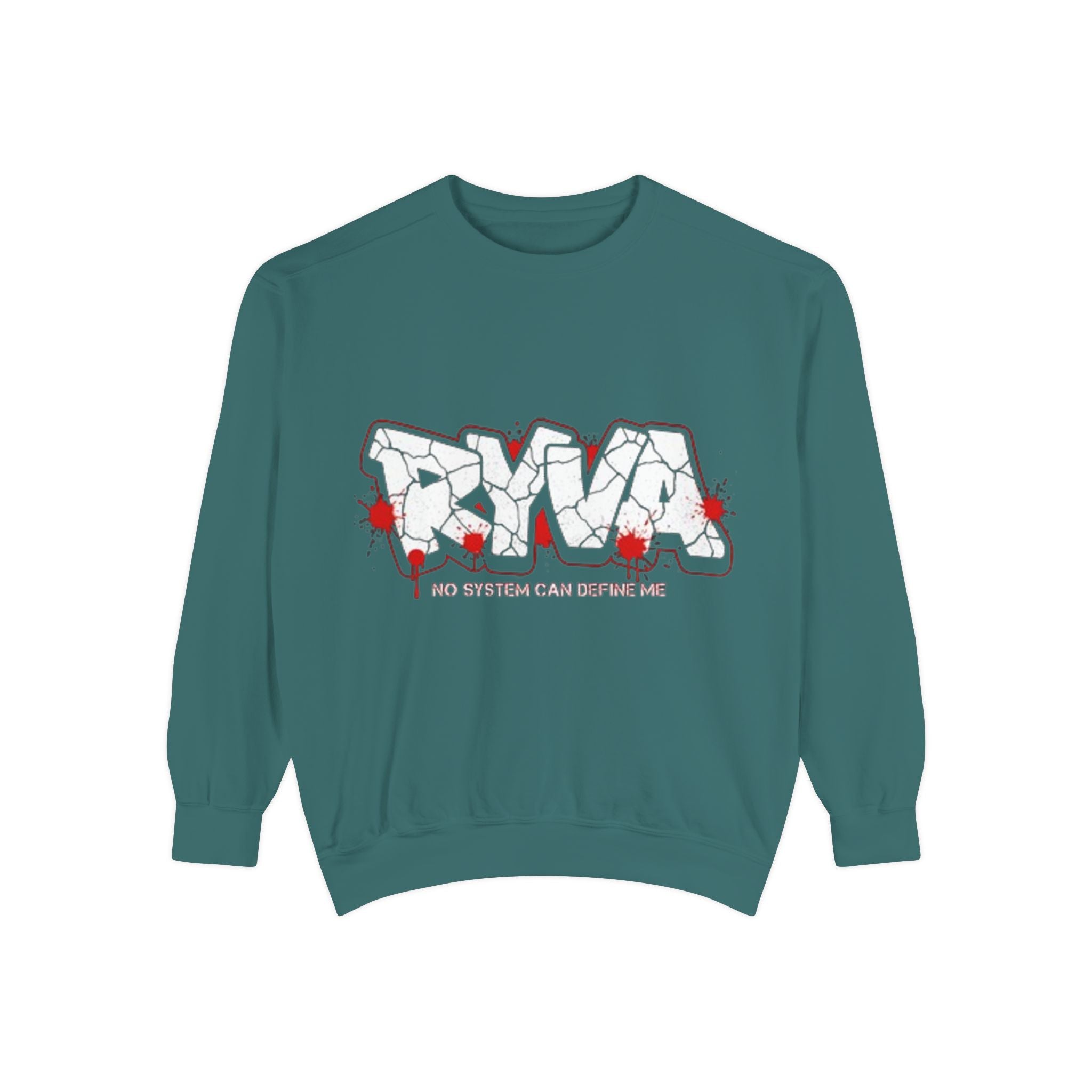 Sweatshirt — 'ROAR' Graphic Sweatshirt with Red Paint Splatter, "No Weapons Can Define Me"