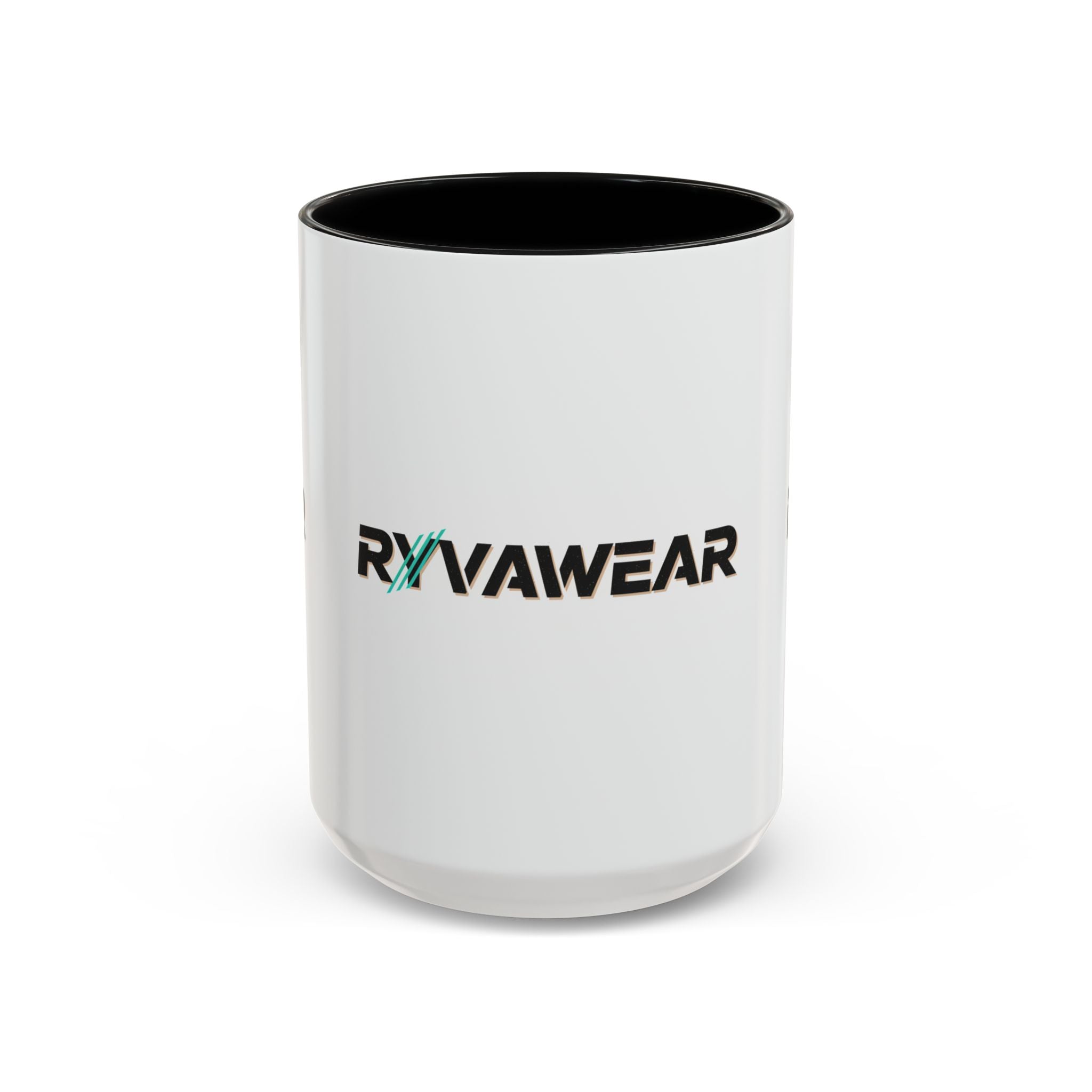 RyvaWear Logo Accent Coffee Mug — Black-Trim Ceramic Coffee Cup (11/15oz)