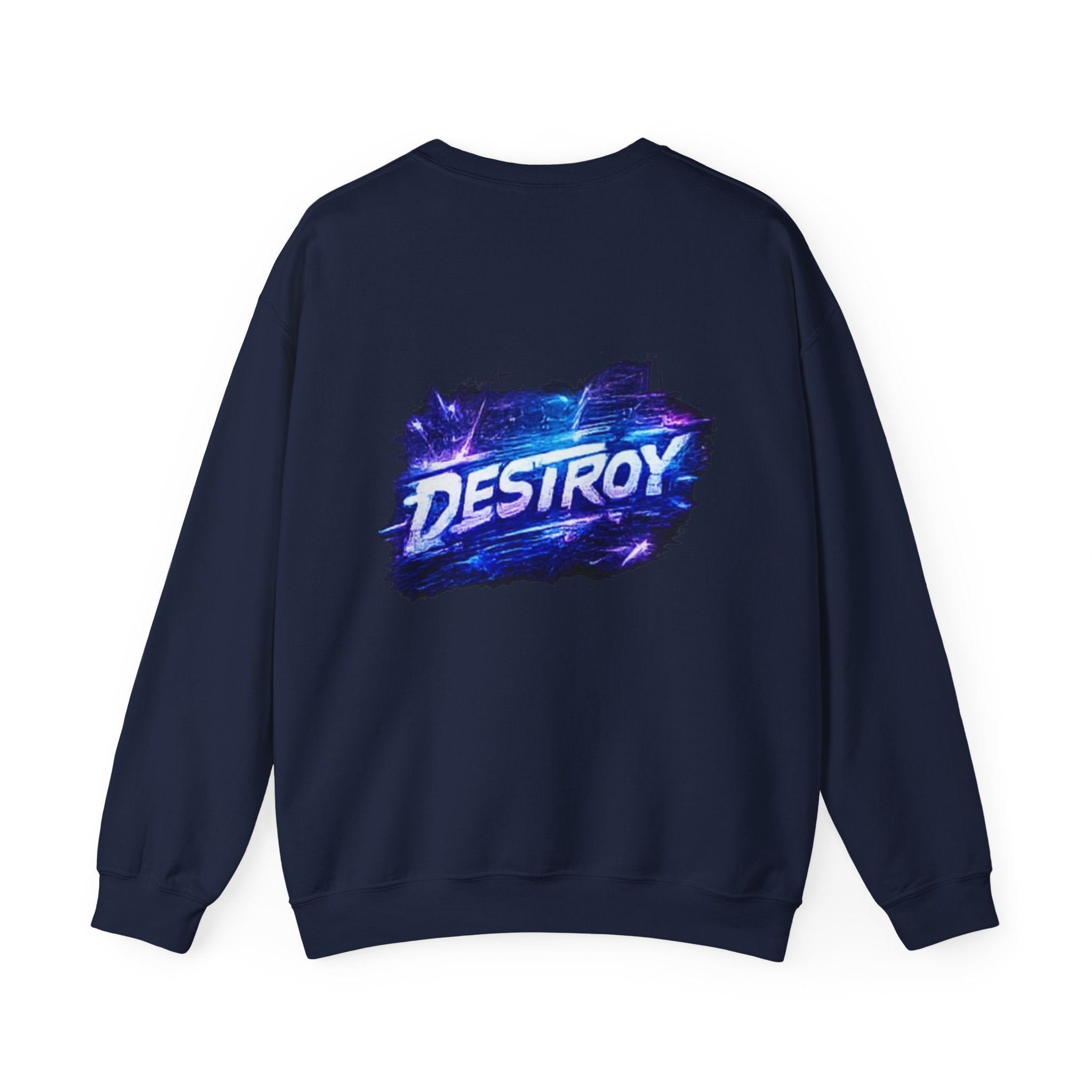 Destroy Graphic Crewneck Sweatshirt — Cosmic Brushstroke Logo