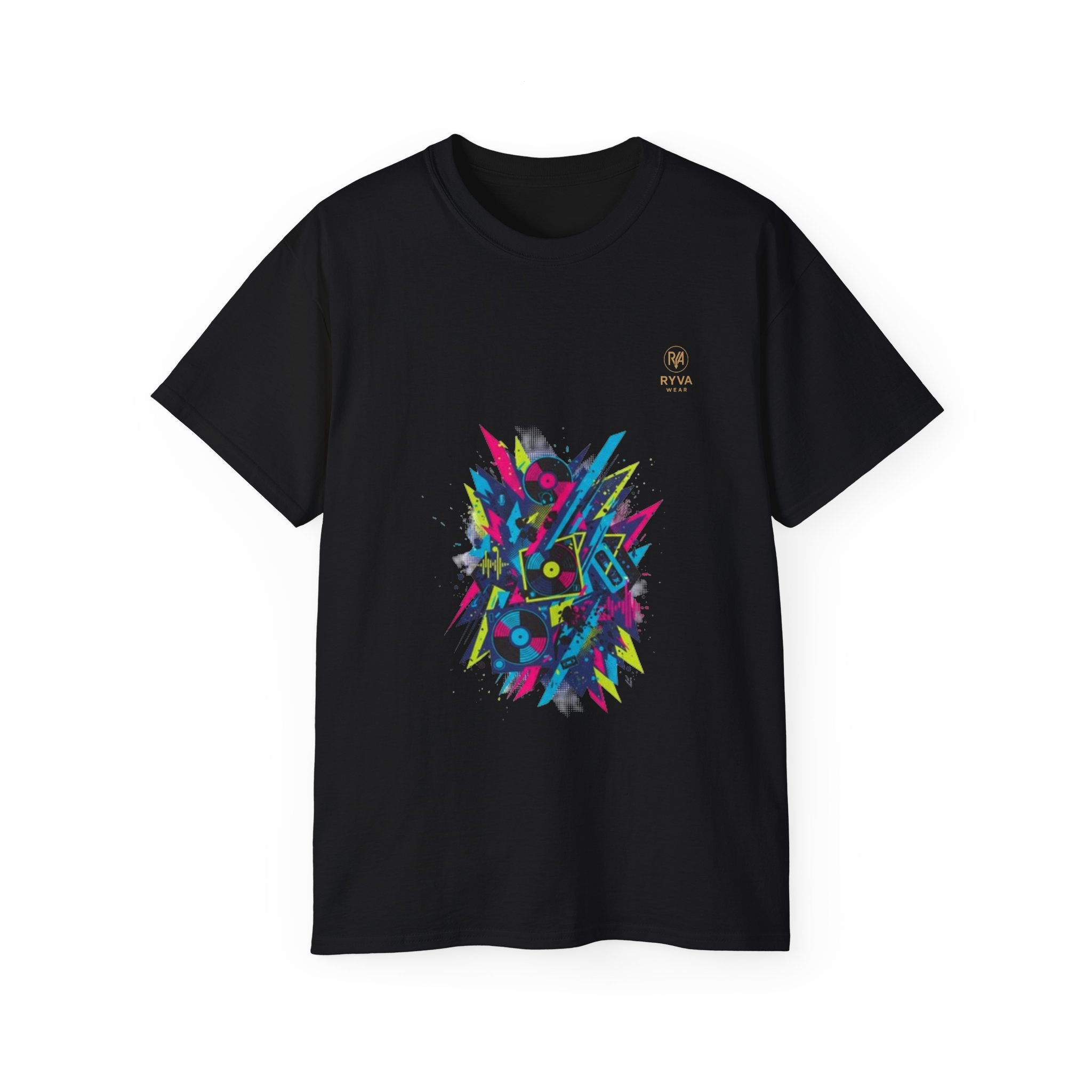 Abstract Neon Geometric Tee Retro 80s Vibes Graphic T-Shirt